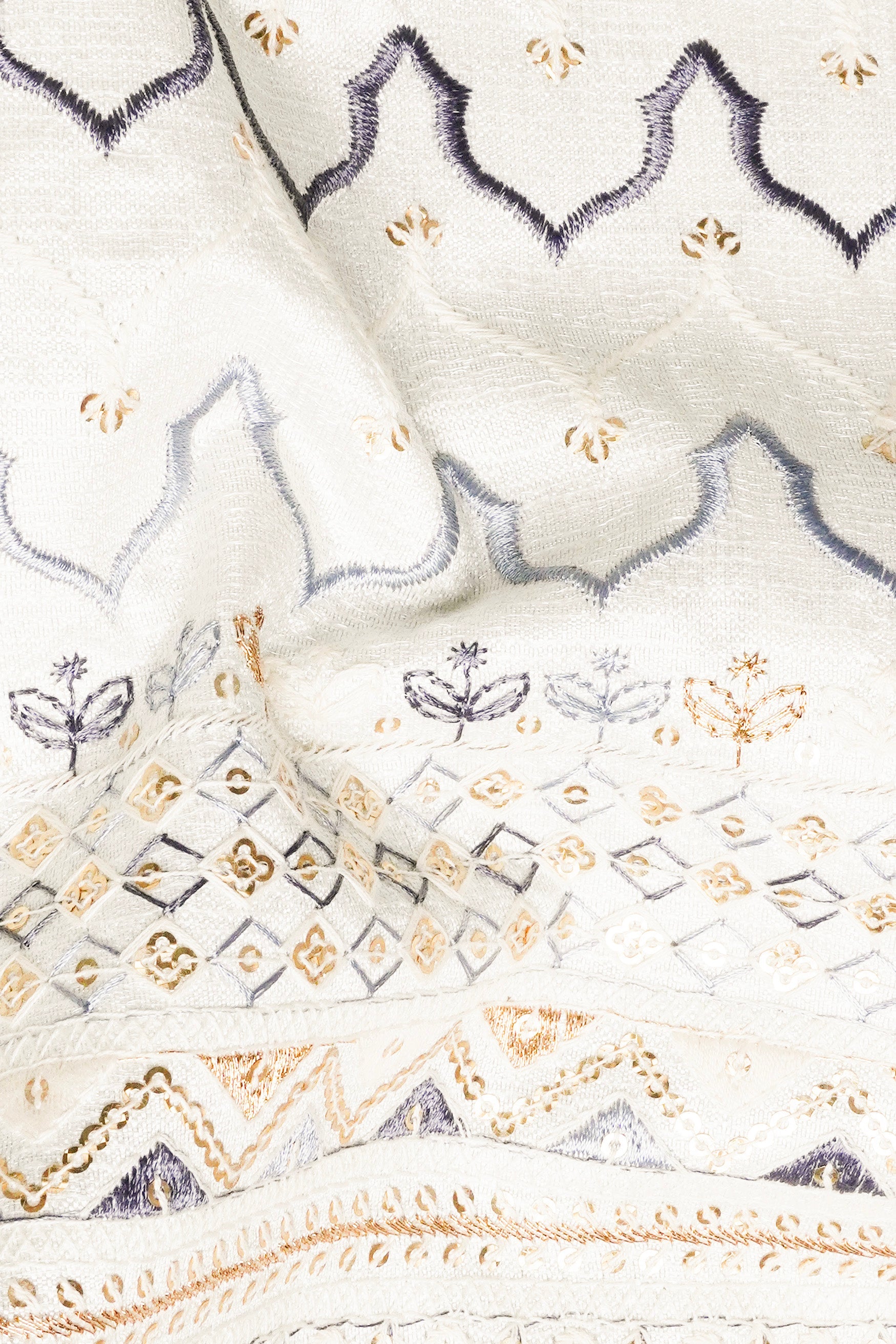 Bianca Cream and Casper Blue Thread Embroidered Jodhpuri Set