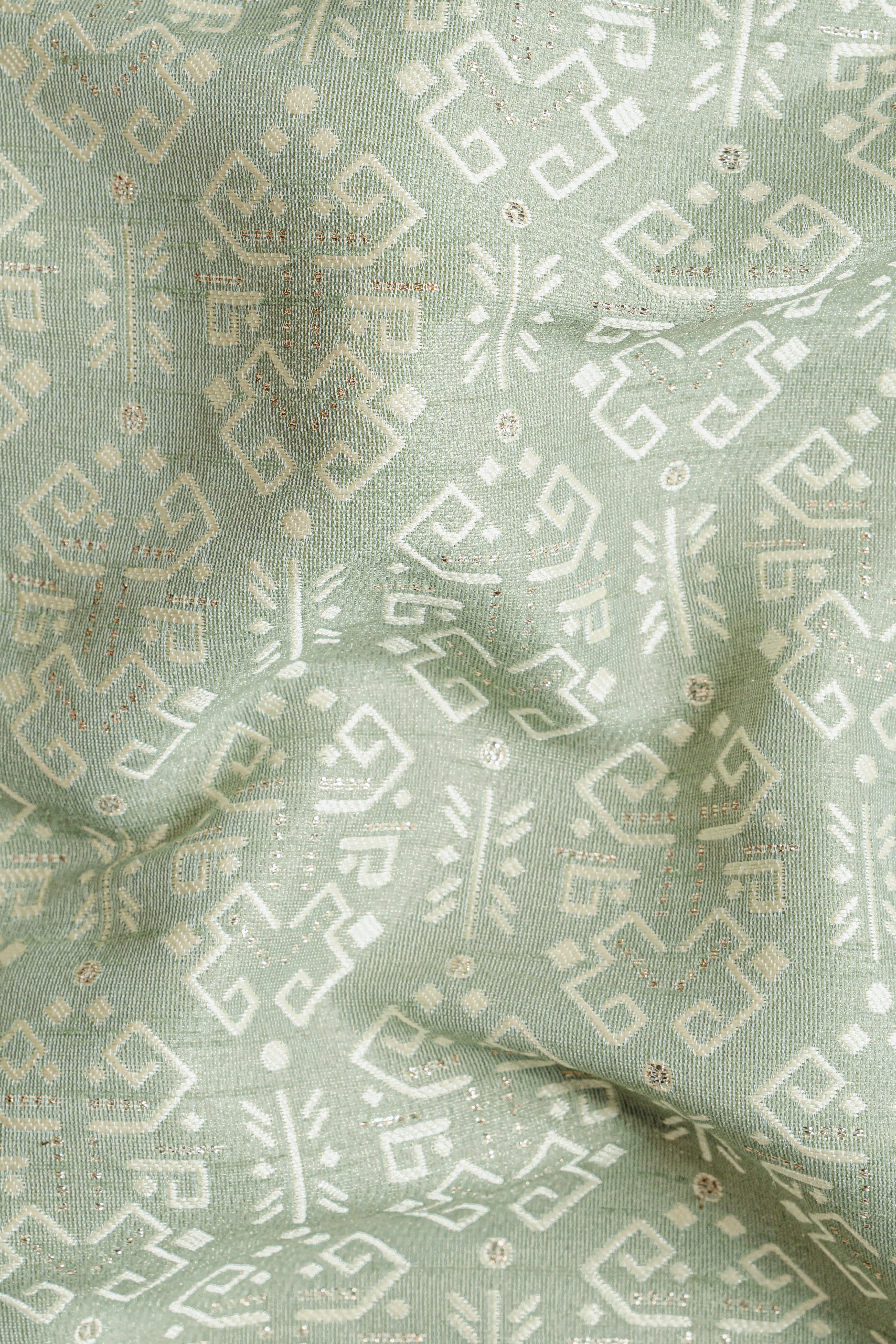Norway Green Jacquard Weave Indo-Western Set