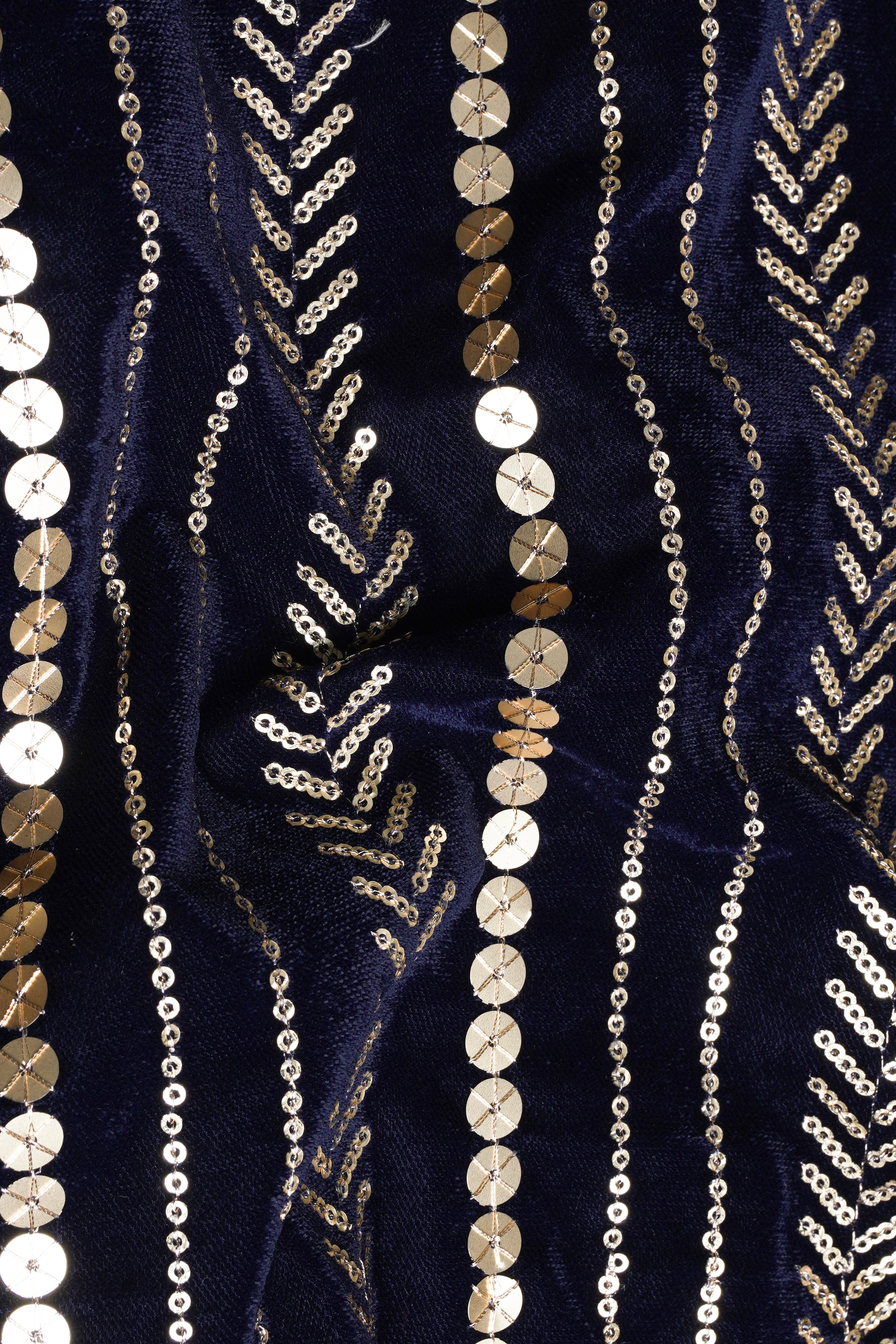 Ebony Clay Blue Vertical Sequin Embroidered Indo-Western Sherwani