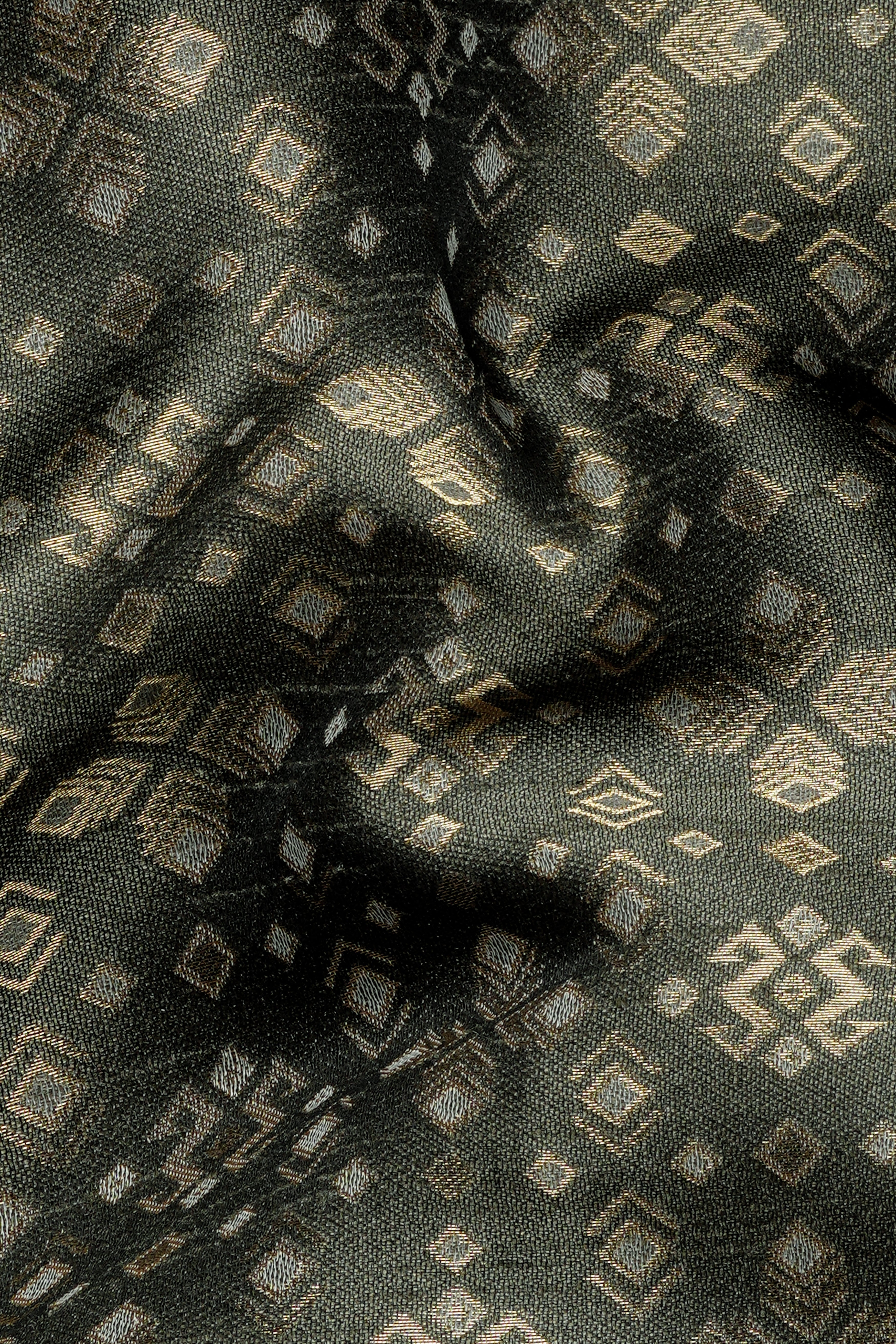 Kelp Green and Fawn Brown Jacquard Weave Jodhpuri