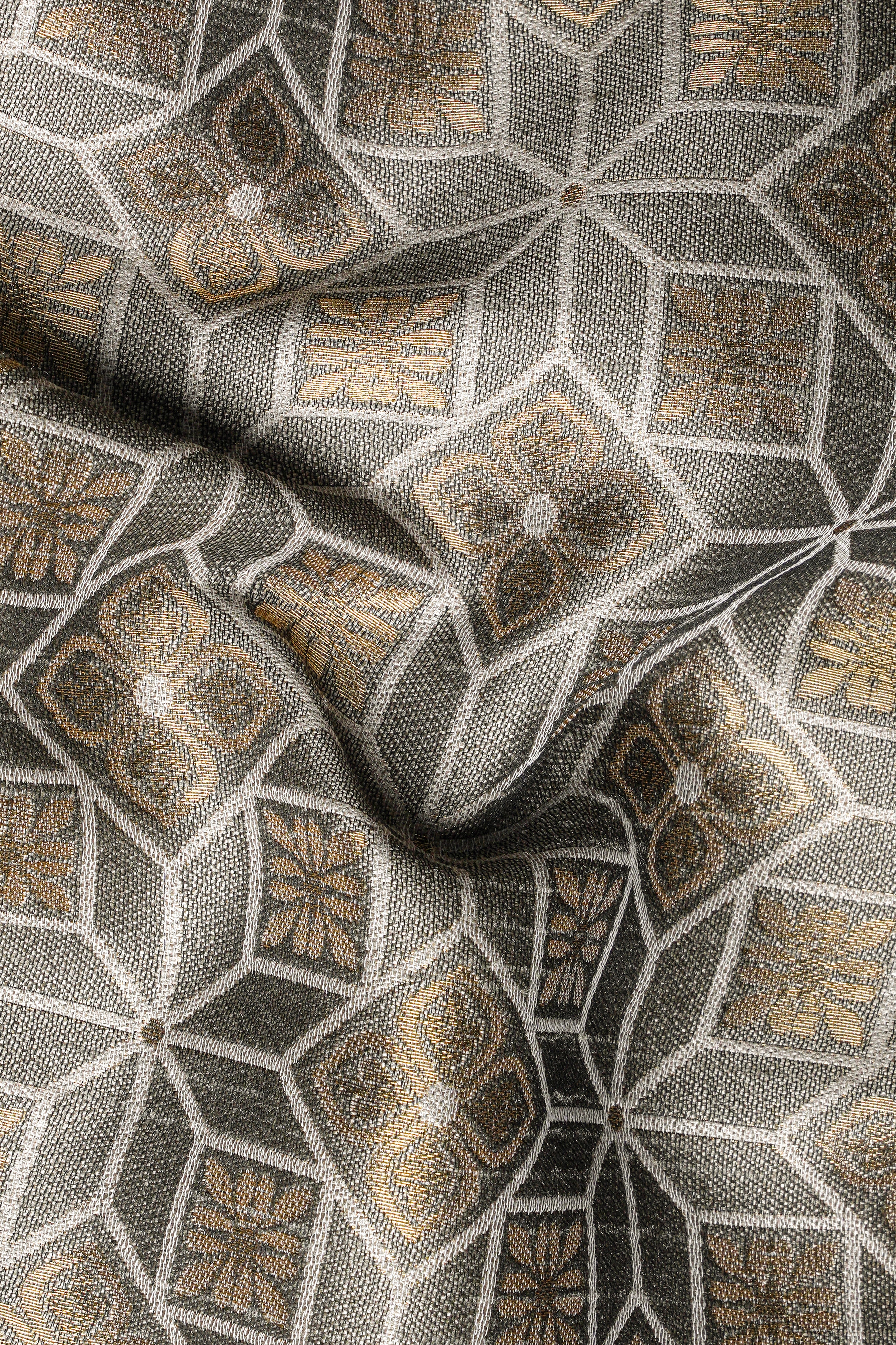 Friar Gray and Pavlova Brown Geometric Pattern Jacquard Weave Long Open Koti with Kurta SHR92-SRW66-36, SHR92-SRW66-38, SHR92-SRW66-40, SHR92-SRW66-42, SHR92-SRW66-44, SHR92-SRW66-46, SHR92-SRW66-48, SHR92-SRW66-50, SHR92-SRW66-52, SHR92-SRW66-54, SHR92-SRW66-56, SHR92-SRW66-58, SHR92-SRW66-60