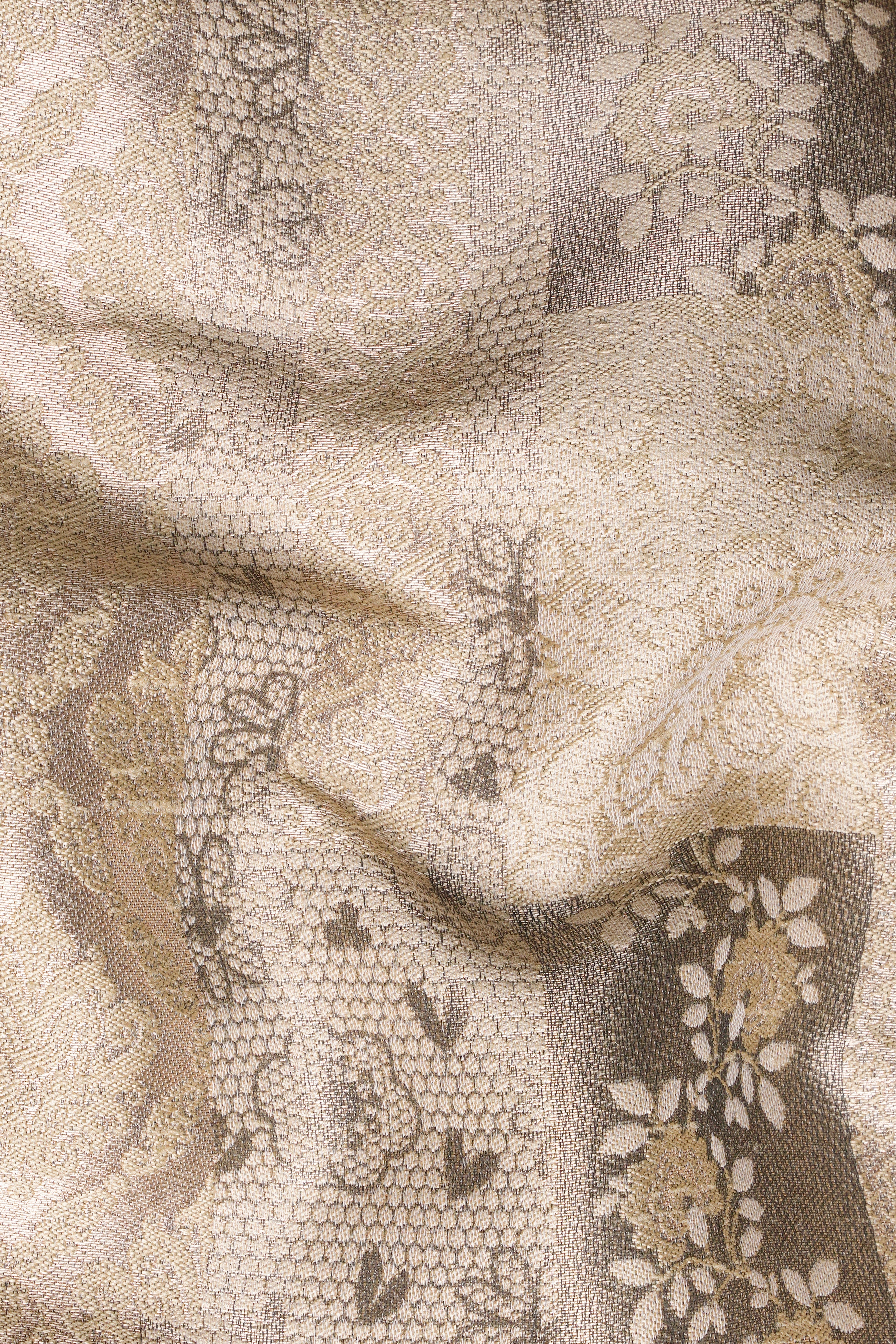 Cashmere and Sandrift Brown Jacquard Floral Weave Jodhpuri