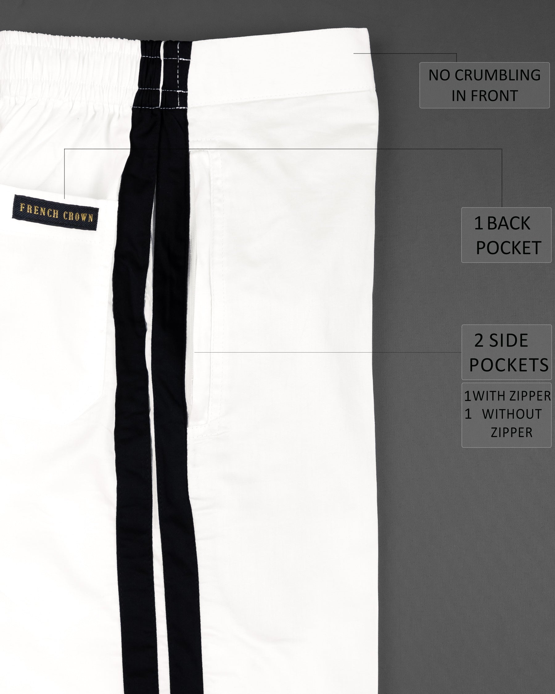 Bright White with Black Striped Super Soft Premium Cotton Designer Shorts SR144-28, SR144-30, SR144-32, SR144-34, SR144-36, SR144-38, SR144-40, SR144-42, SR144-44