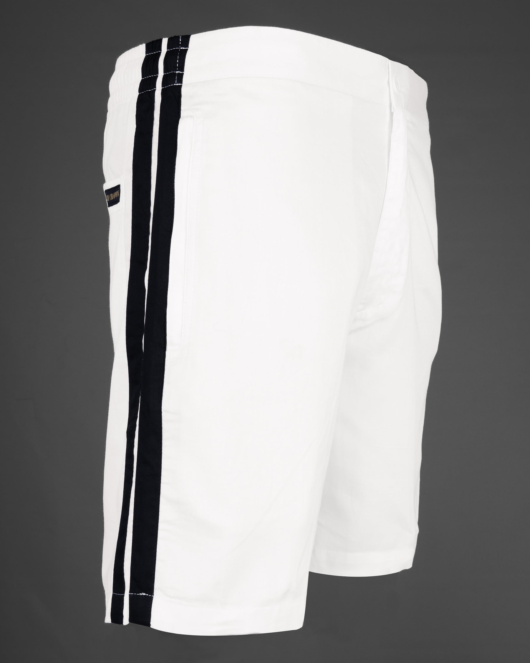 Jade Black And Bright White Plain-Solid Premium Cotton Shorts For Men