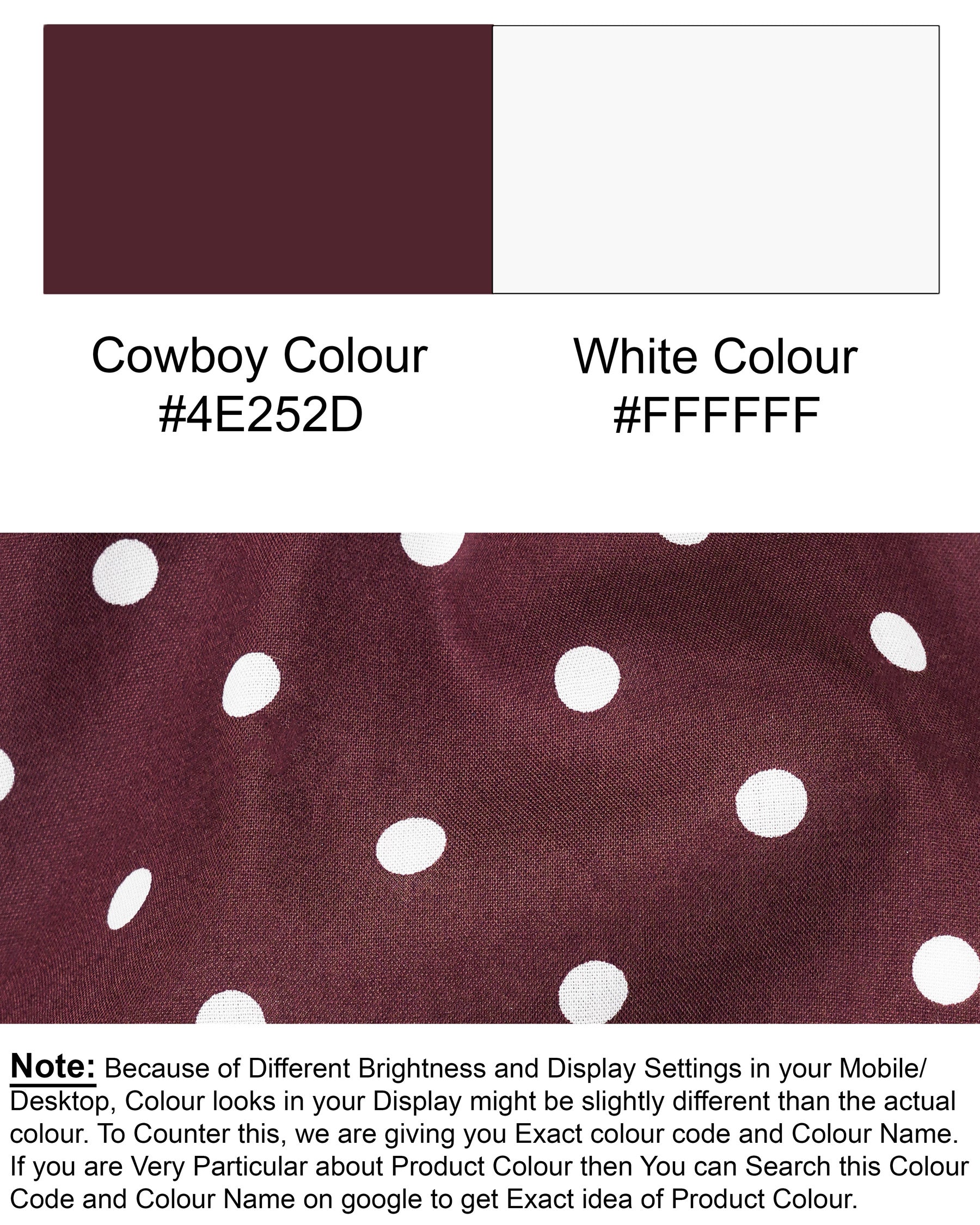 Cowboy Maroon Color with Polka Dotted Premium Cotton Designer Shorts SR155-28, SR155-30, SR155-32, SR155-34, SR155-36, SR155-38, SR155-40, SR155-42, SR155-44