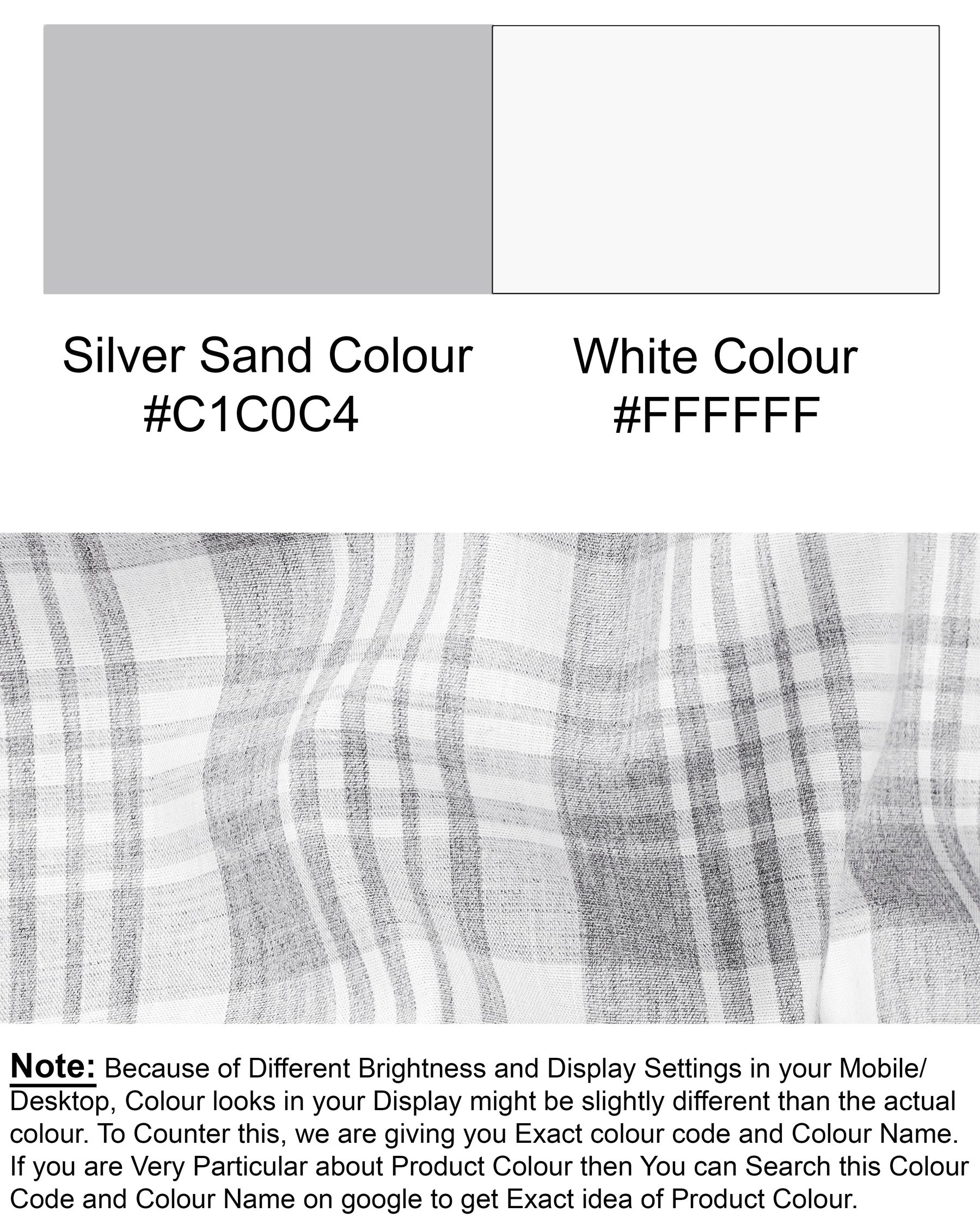 Silver Sand Gray Plaid Premium Cotton Designer Shorts SR157-28, SR157-30, SR157-32, SR157-34, SR157-36, SR157-38, SR157-40, SR157-42, SR157-44