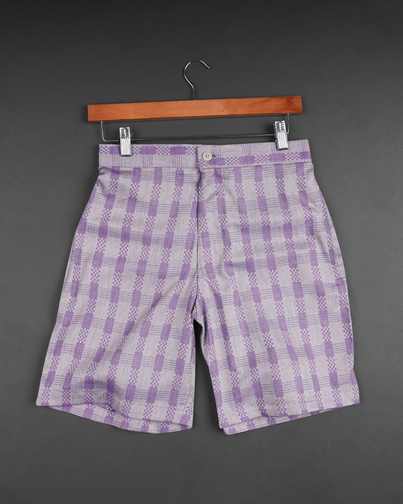 Bouquet Purple Dobby Premium Giza Cotton Checkered Shorts SR165-28, SR165-30, SR165-32, SR165-34, SR165-36, SR165-38, SR165-40, SR165-42, SR165-44