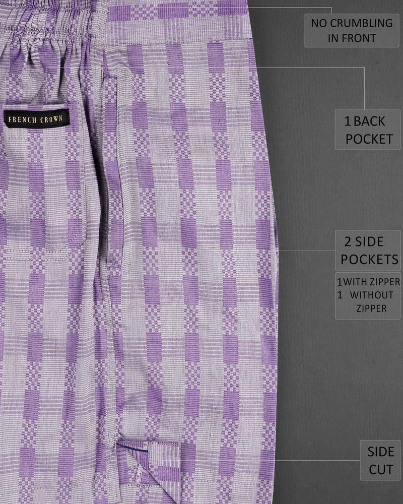 Bouquet Purple Dobby Premium Giza Cotton Checkered Shorts SR165-28, SR165-30, SR165-32, SR165-34, SR165-36, SR165-38, SR165-40, SR165-42, SR165-44