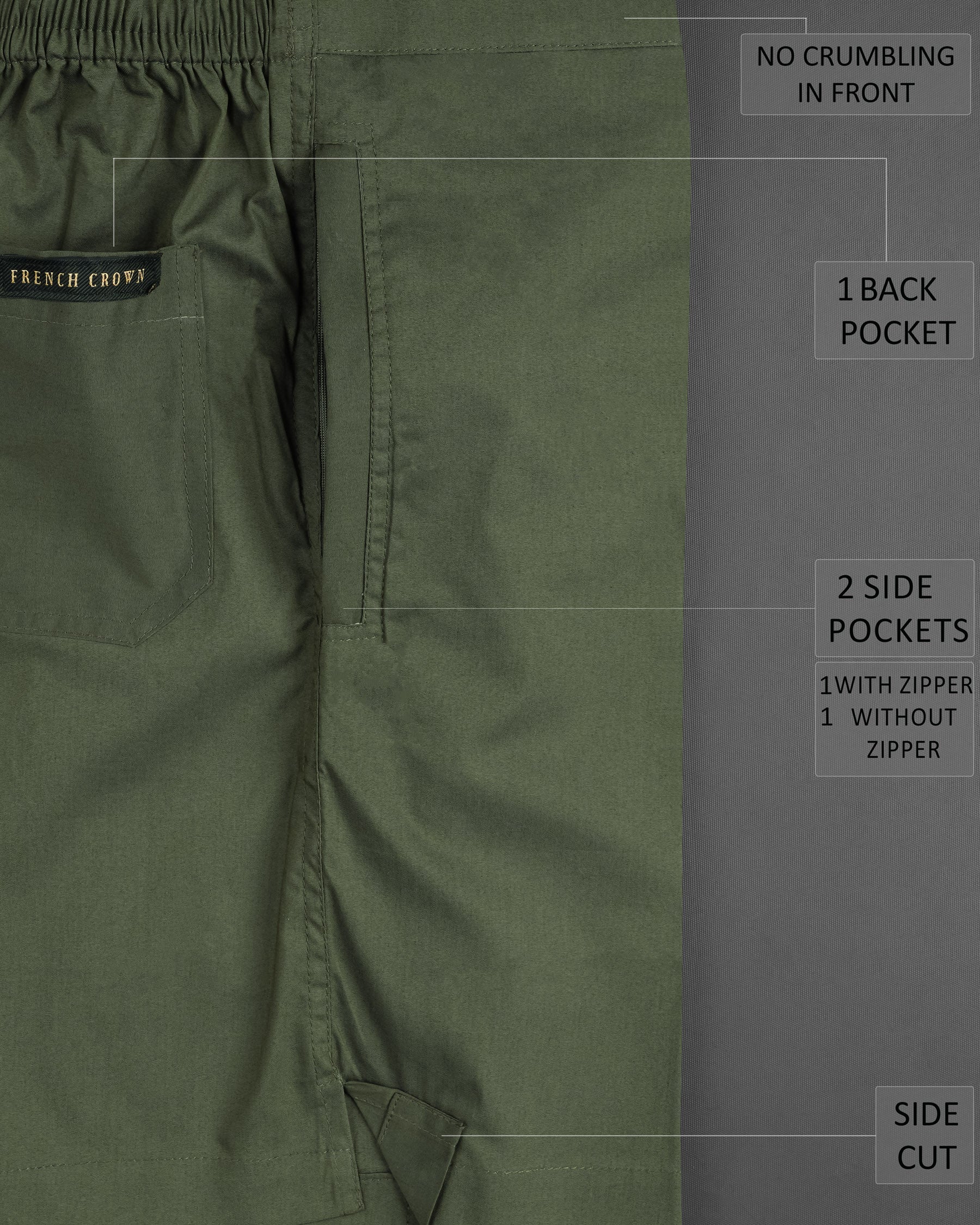 Axolotl Green Premium Cotton Shorts SR166-28, SR166-30, SR166-32, SR166-34, SR166-36, SR166-38, SR166-40, SR166-42, SR166-44