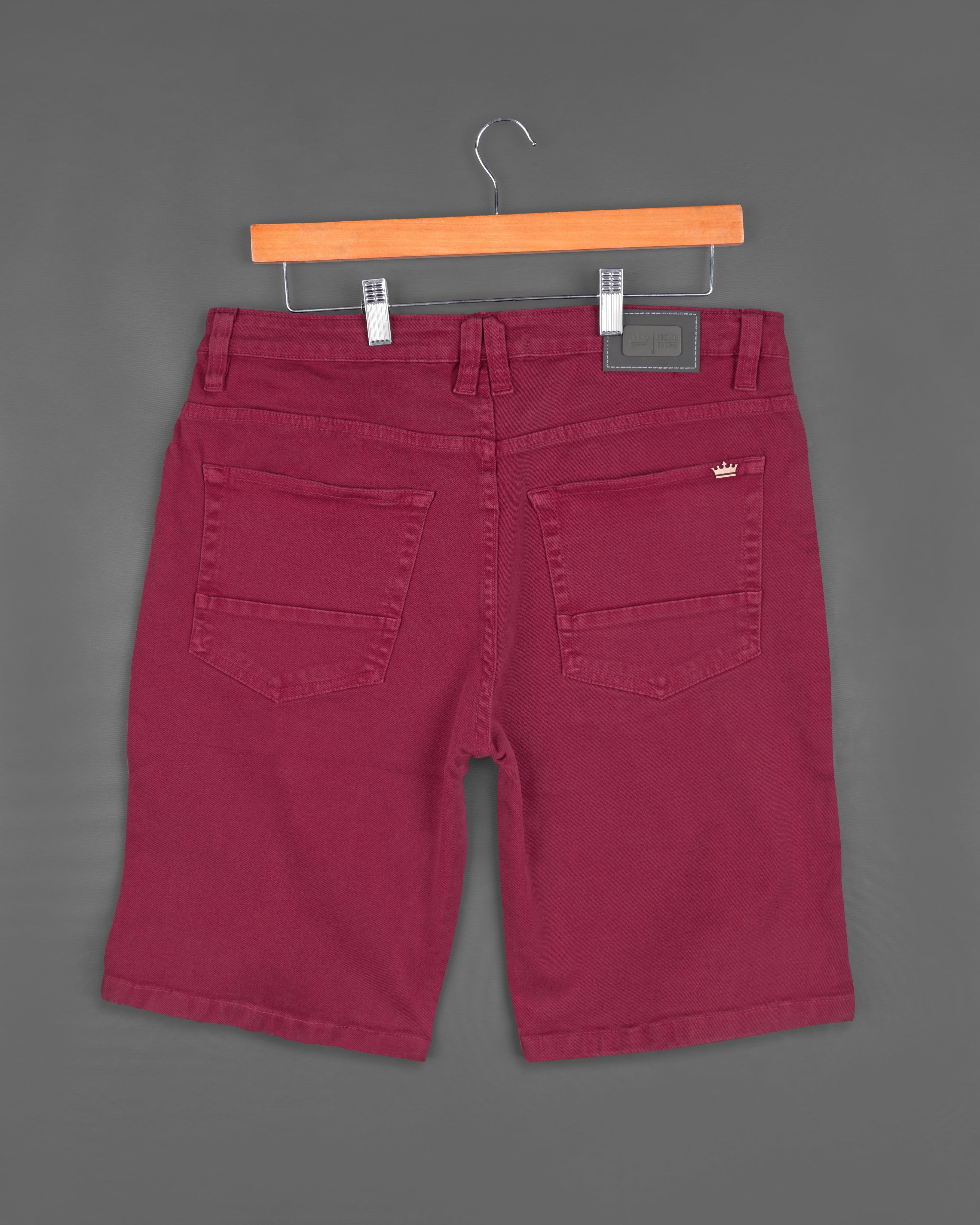 Burgundy jean shorts online