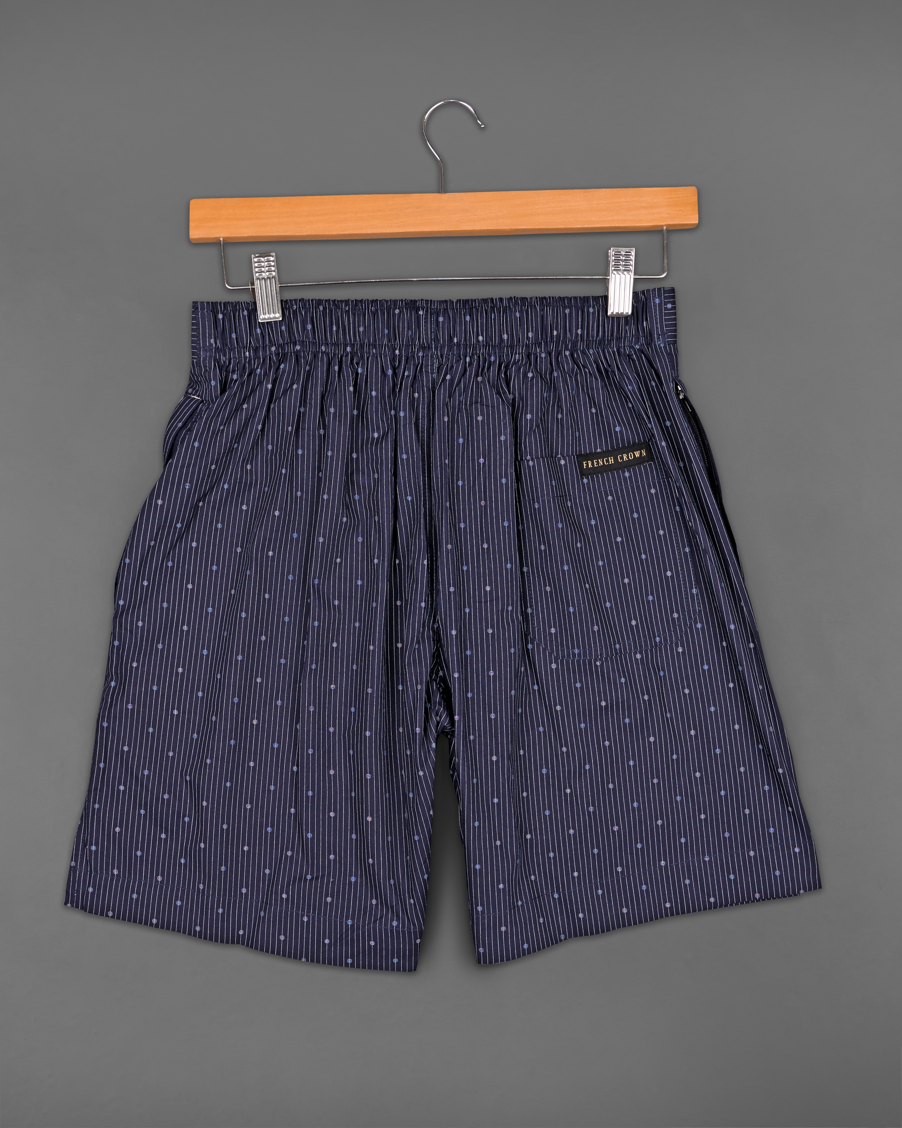 Ebony Navy Blue Striped Premium Cotton Shorts SR197-28, SR197-30, SR197-32, SR197-34, SR197-36, SR197-38, SR197-40, SR197-42, SR197-44