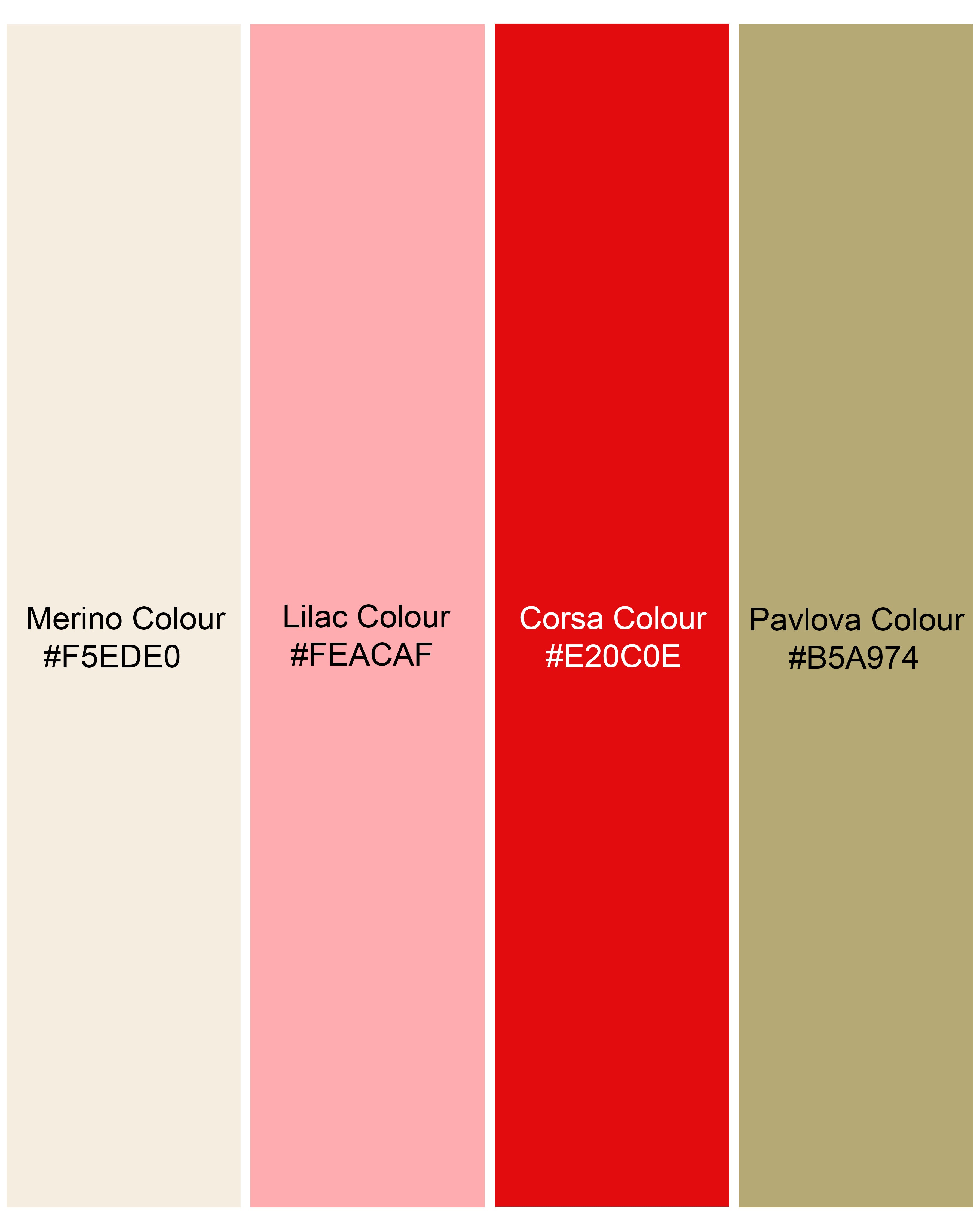 Merino Cream Floral Printed Premium Cotton Shorts SR198-28, SR198-30, SR198-32, SR198-34, SR198-36, SR198-38, SR198-40, SR198-42, SR198-44