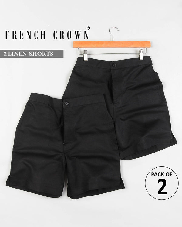 Two Jade Black Premium Linen Shorts SR08-42, SR08-44, SR08-28, SR08-30, SR08-32, SR08-34, SR08-36, SR08-38, SR08-40