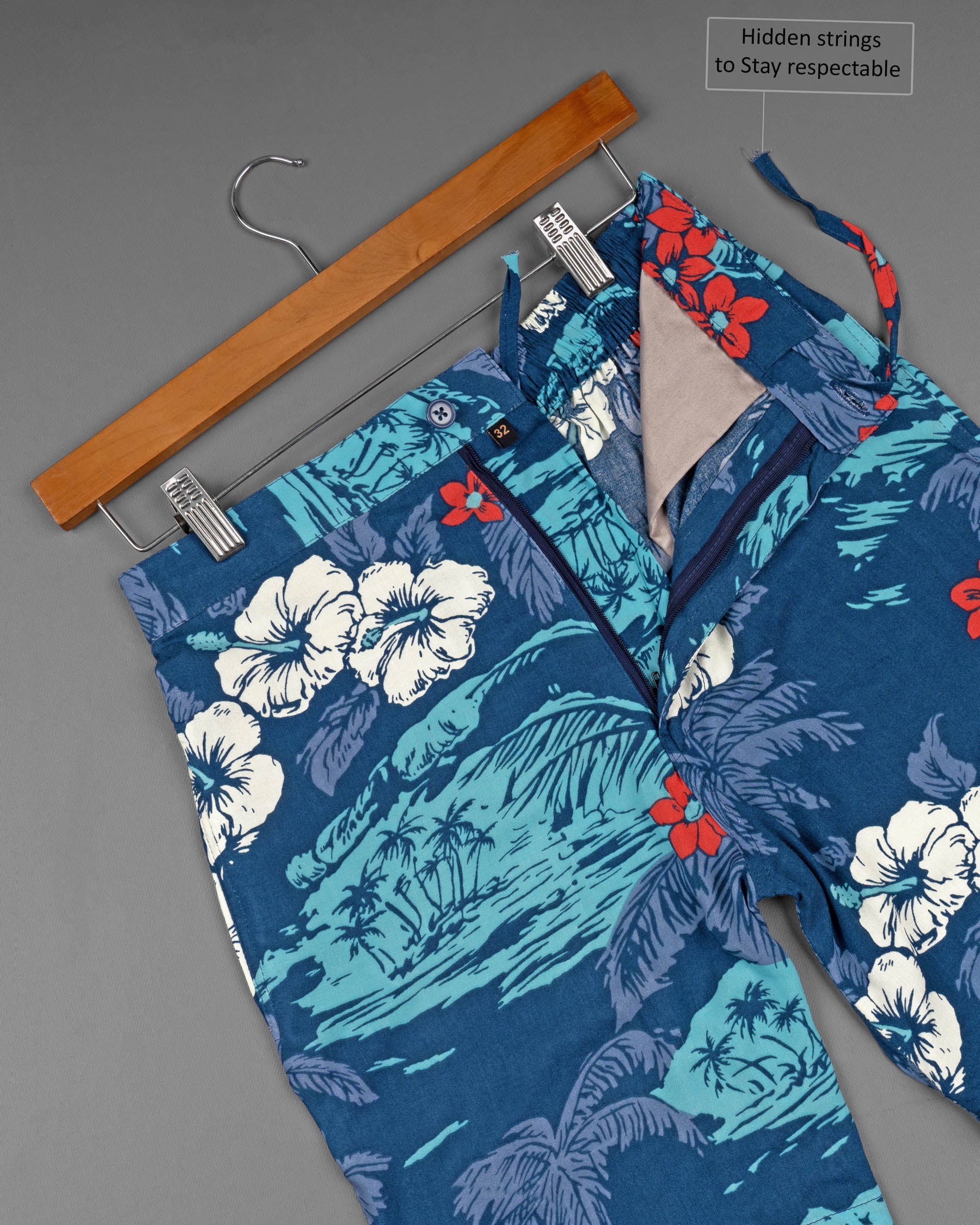 Blue Whale and Tradewinds Tropical Print Premium Tencel Shorts SR119-28, SR119-30, SR119-32, SR119-34, SR119-36, SR119-38, SR119-40, SR119-42, SR119-44