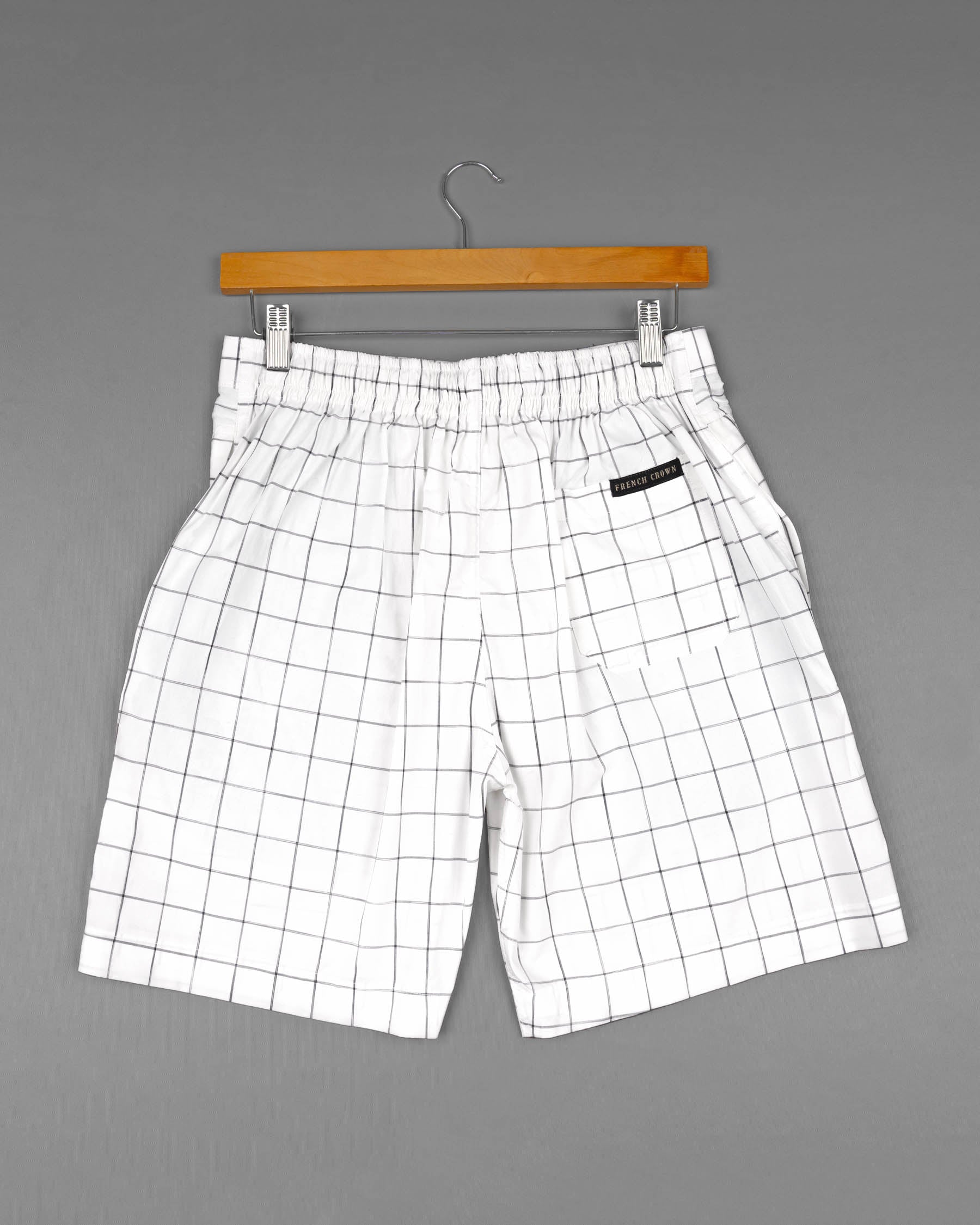 Bright White Windowpane Premium Cotton Shorts SR129-28, SR129-30, SR129-32, SR129-34, SR129-36, SR129-38, SR129-40, SR129-42, SR129-44