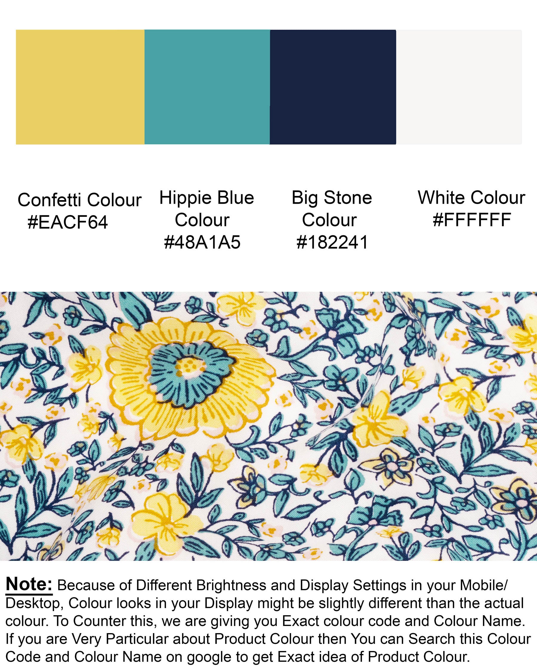 Bright White Floral Print Tencel Shorts SR135-28, SR135-30, SR135-32, SR135-34, SR135-36, SR135-38, SR135-40, SR135-42, SR135-44