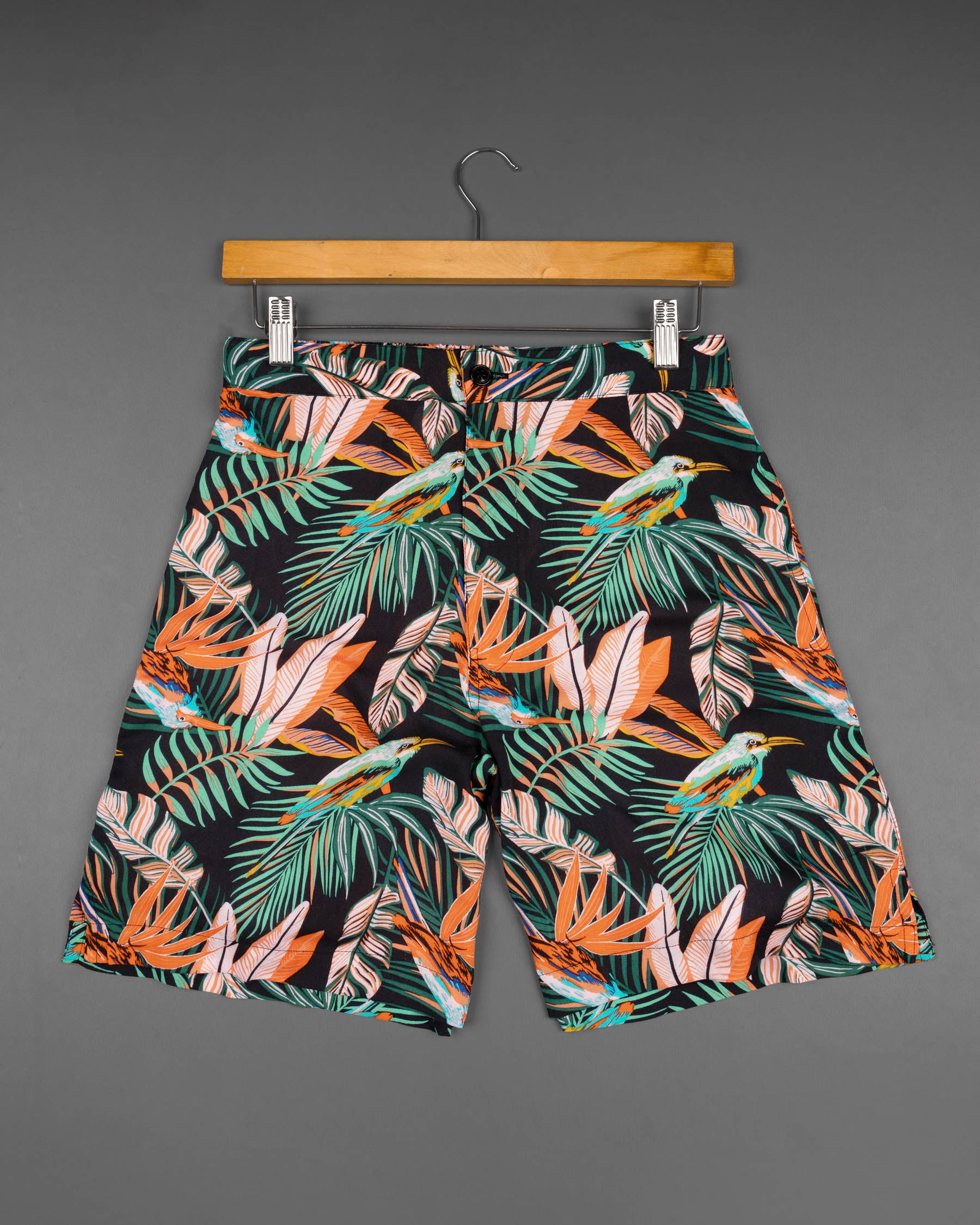 Jade Black Tropical Printed Premium Tencel Shorts SR137-28, SR137-30, SR137-32, SR137-34, SR137-36, SR137-38, SR137-40, SR137-42, SR137-44