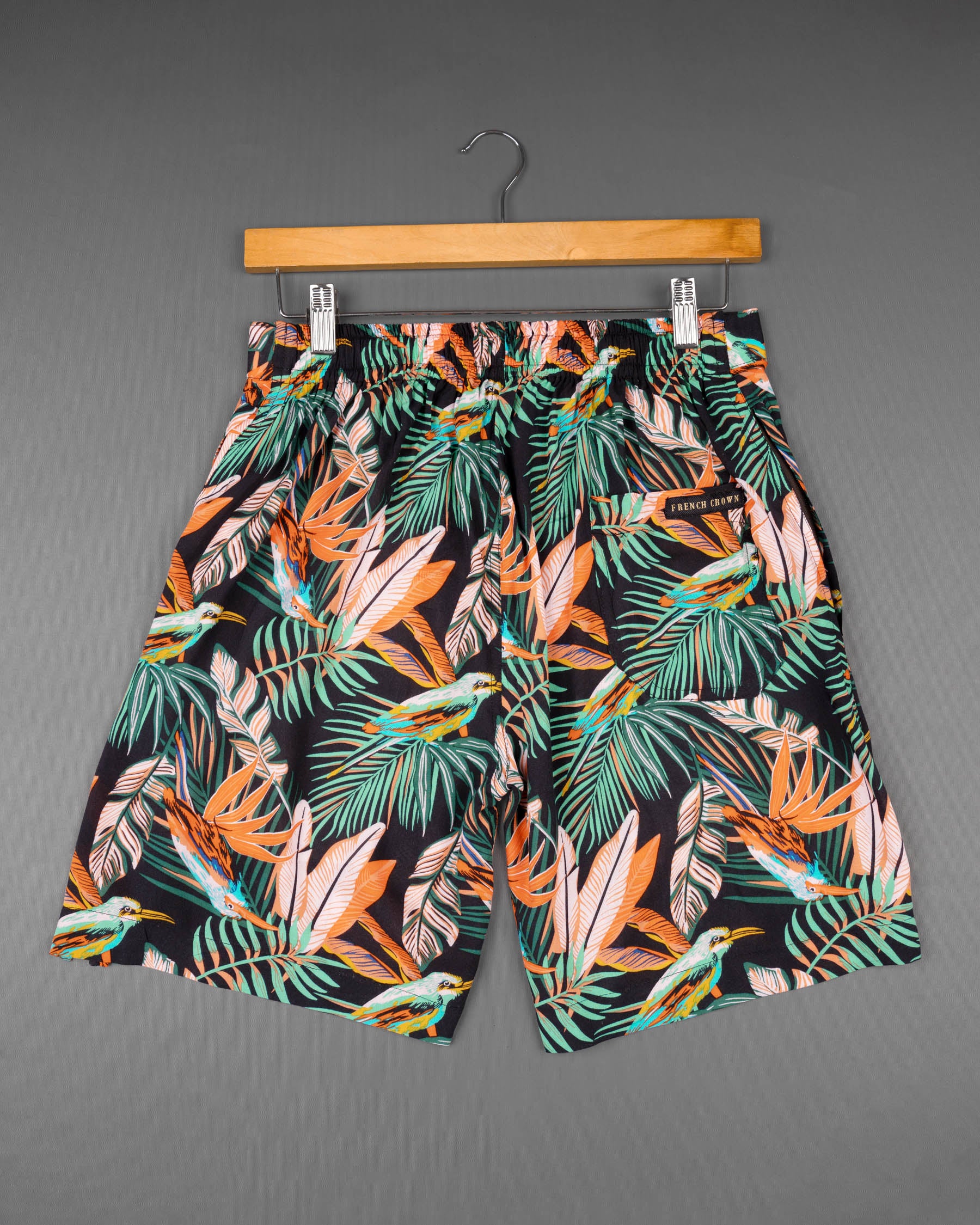 Jade Black Tropical Printed Premium Tencel Shorts SR137-28, SR137-30, SR137-32, SR137-34, SR137-36, SR137-38, SR137-40, SR137-42, SR137-44