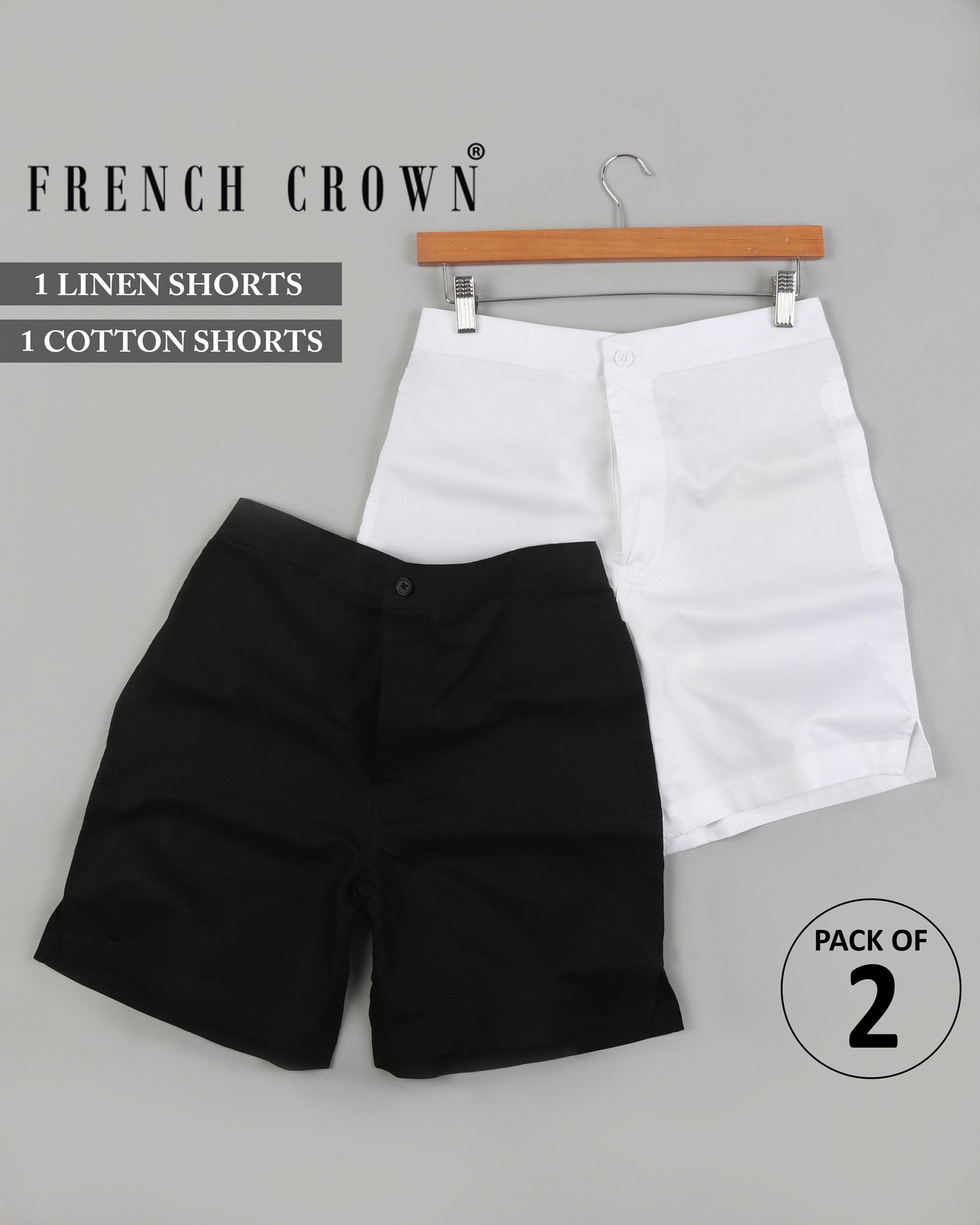Bright White Premium Cotton and Jade Black Linen Shorts SR01-28, SR01-30, SR01-32, SR01-34, SR01-36, SR01-38, SR01-40, SR01-42, SR01-44