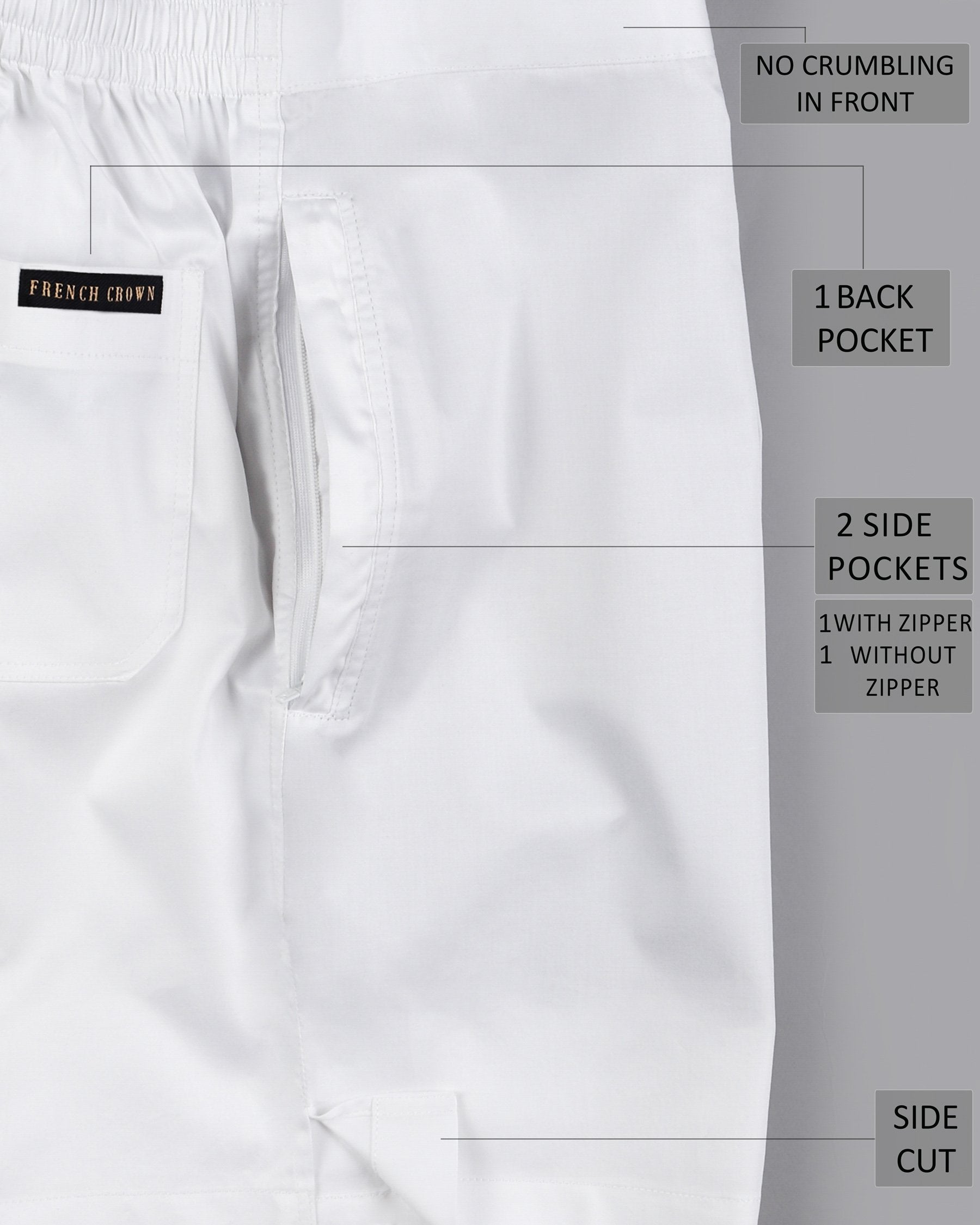 Bright White Premium Cotton and Jade Black Linen Shorts SR01-28, SR01-30, SR01-32, SR01-34, SR01-36, SR01-38, SR01-40, SR01-42, SR01-44