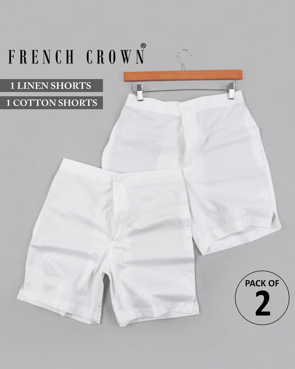 Bright White Premium Linen and Cotton Shorts SR03-44, SR03-28, SR03-30, SR03-32, SR03-36, SR03-40, SR03-38, SR03-34, SR03-42