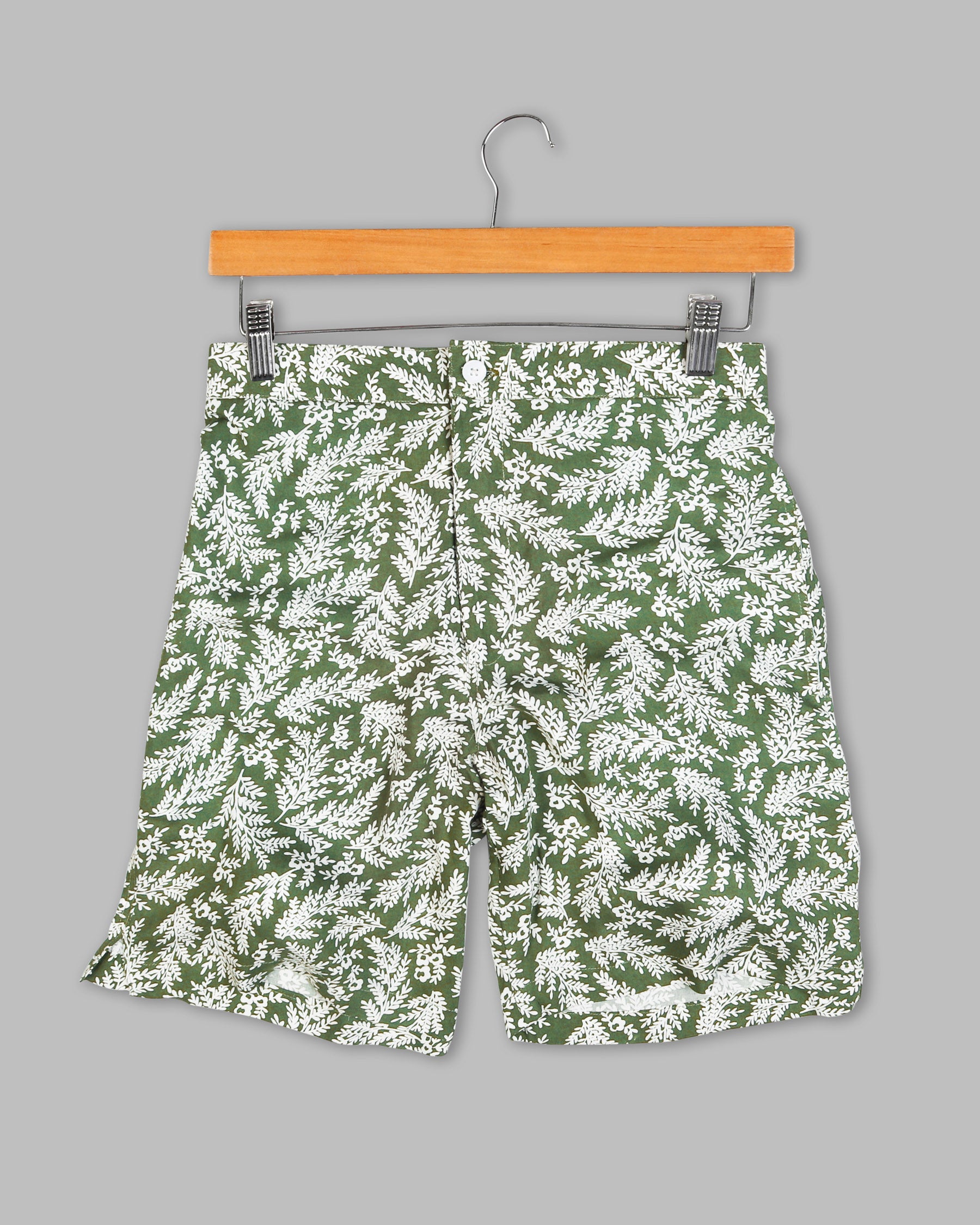 Axolotl & white leaves printed Premium Tencel Shorts SR87-28, SR87-30, SR87-32, SR87-34, SR87-36, SR87-38, SR87-40, SR87-42, SR87-44