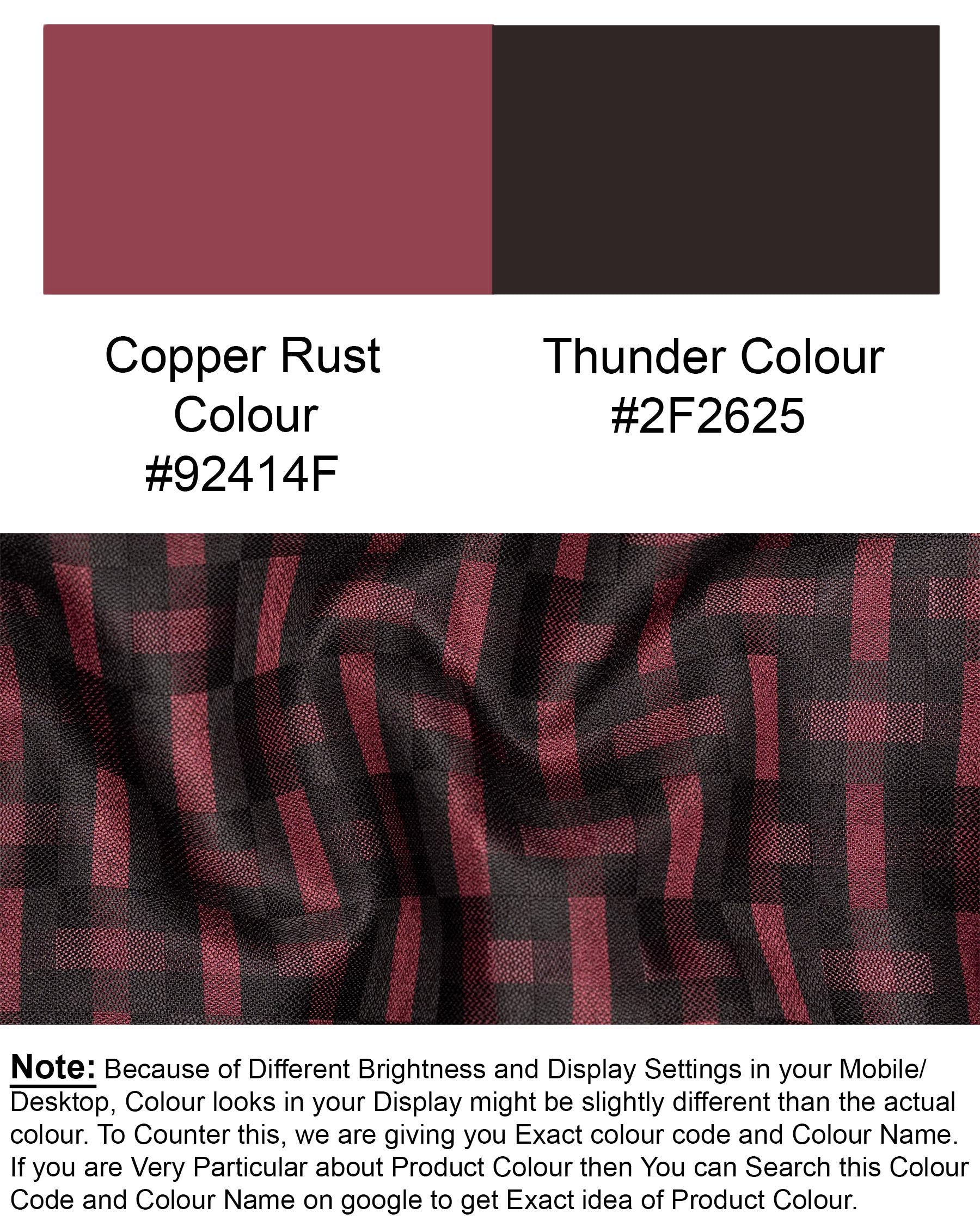 Copper Rust and Thunder Black Cross Buttoned Bandhgala Suit ST1744-CBG-36, ST1744-CBG-38, ST1744-CBG-40, ST1744-CBG-42, ST1744-CBG-44, ST1744-CBG-46, ST1744-CBG-48, ST1744-CBG-50, ST1744-CBG-52, ST1744-CBG-54, ST1744-CBG-56, ST1744-CBG-58, ST1744-CBG-60