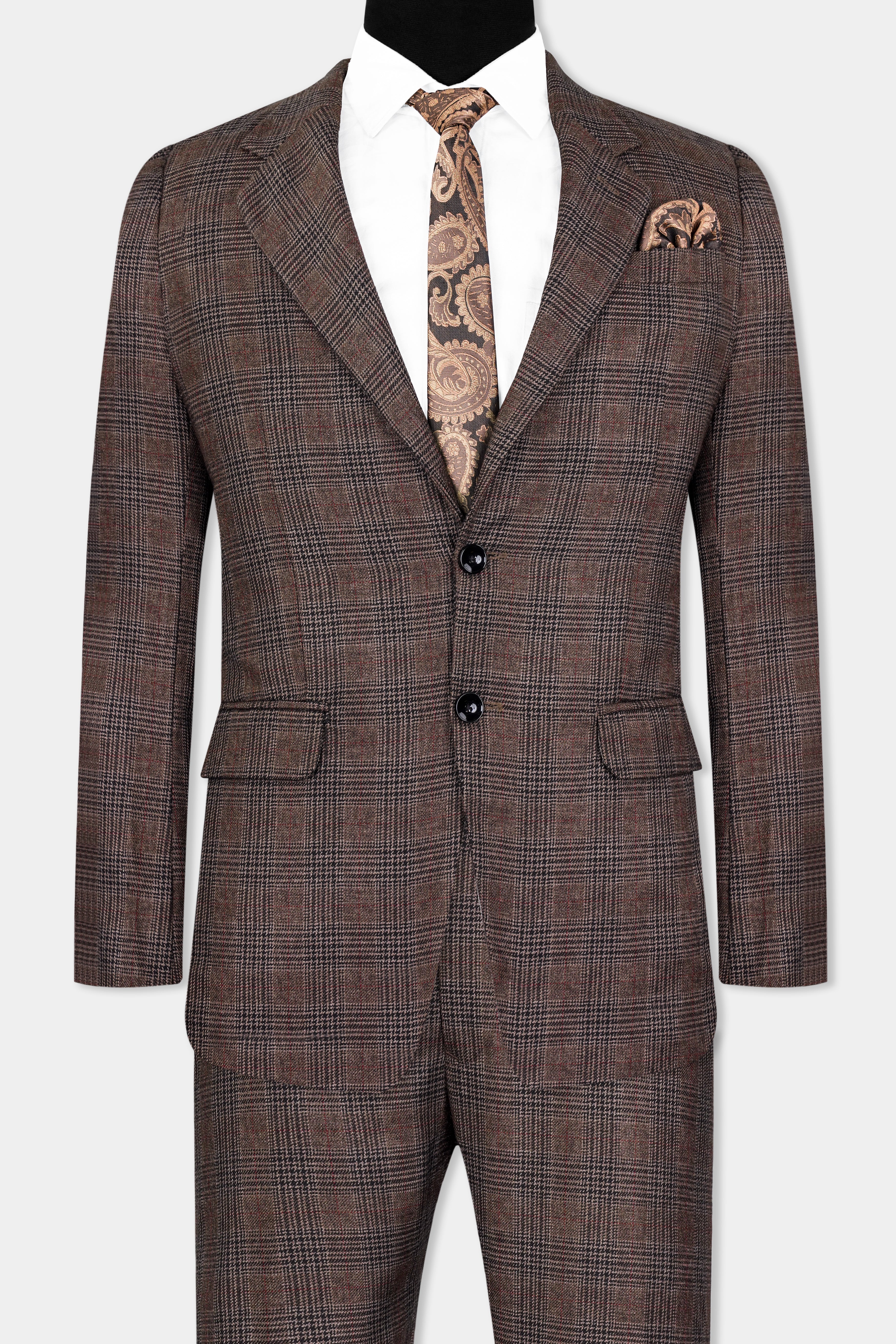 Ferra Brown with Kabul Brown Plaid Tweed Suit ST2915-SB-36, ST2915-SB-38, ST2915-SB-40, ST2915-SB-42, ST2915-SB-44, ST2915-SB-46, ST2915-SB-48, ST2915-SB-50, ST2915-SB-52, ST2915-SB-54, ST2915-SB-56, ST2915-SB-58, ST2915-SB-60