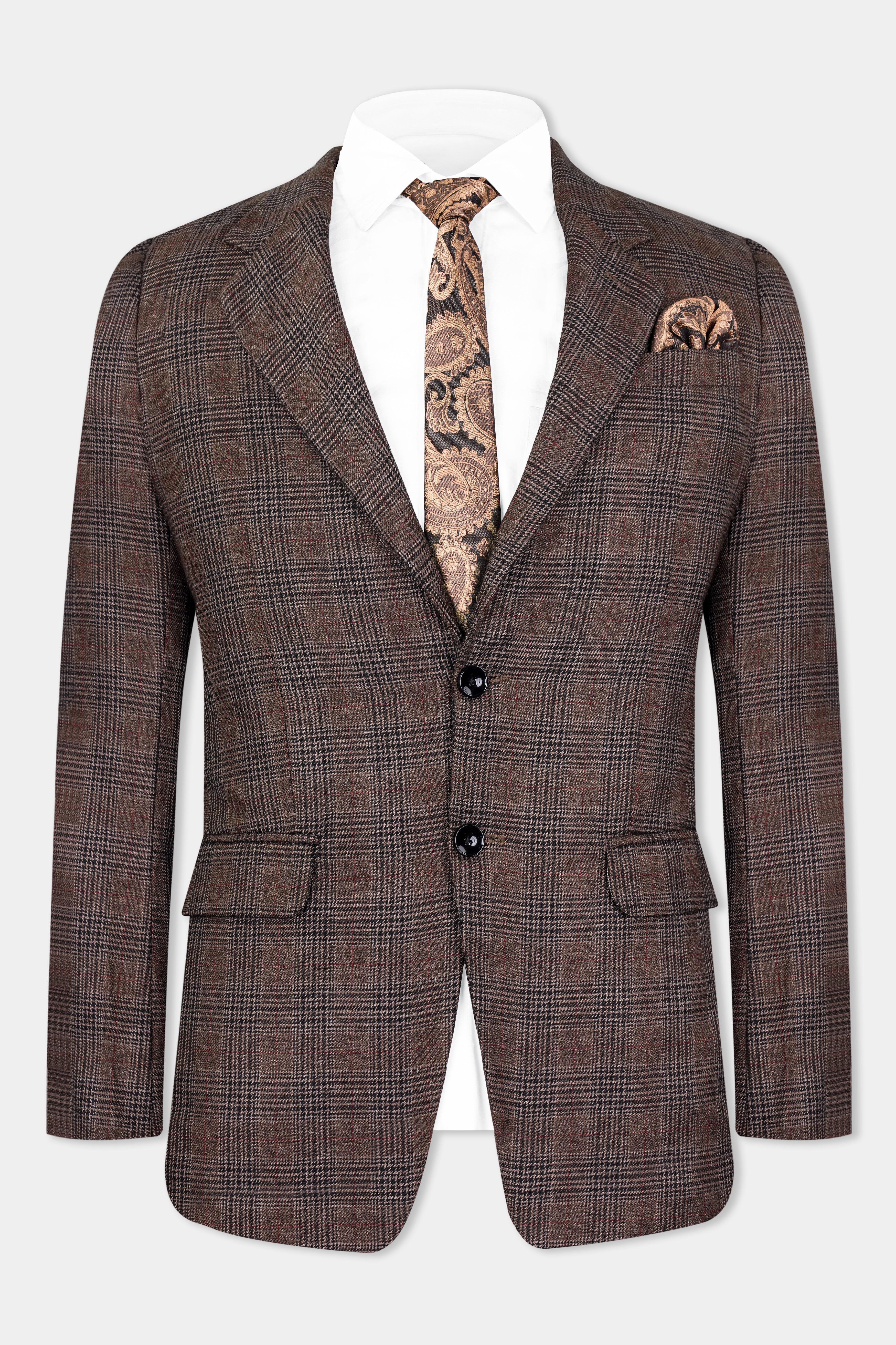 Ferra Brown with Kabul Brown Plaid Tweed Suit ST2915-SB-36, ST2915-SB-38, ST2915-SB-40, ST2915-SB-42, ST2915-SB-44, ST2915-SB-46, ST2915-SB-48, ST2915-SB-50, ST2915-SB-52, ST2915-SB-54, ST2915-SB-56, ST2915-SB-58, ST2915-SB-60