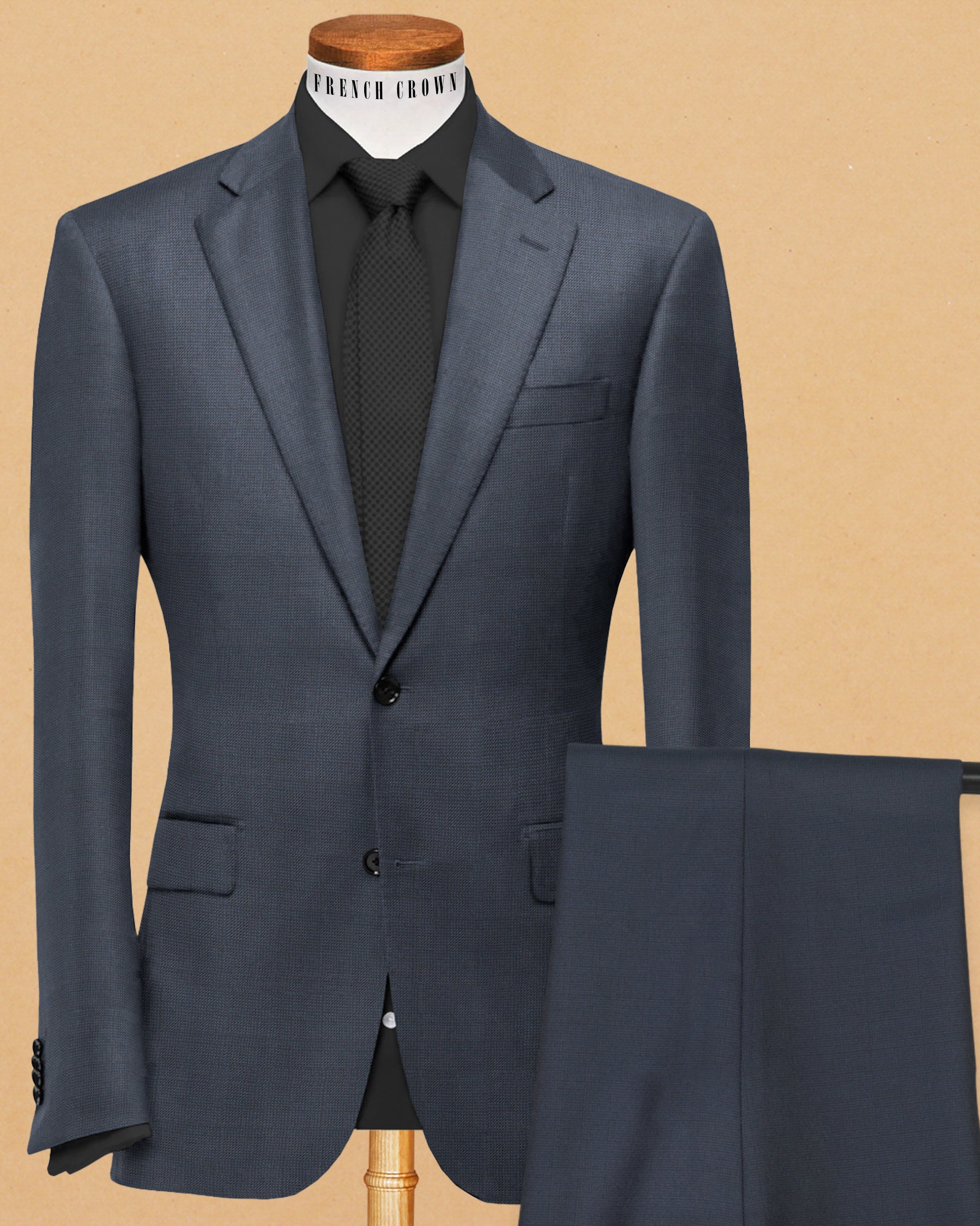 Steel Blue Subtle Checked Suit