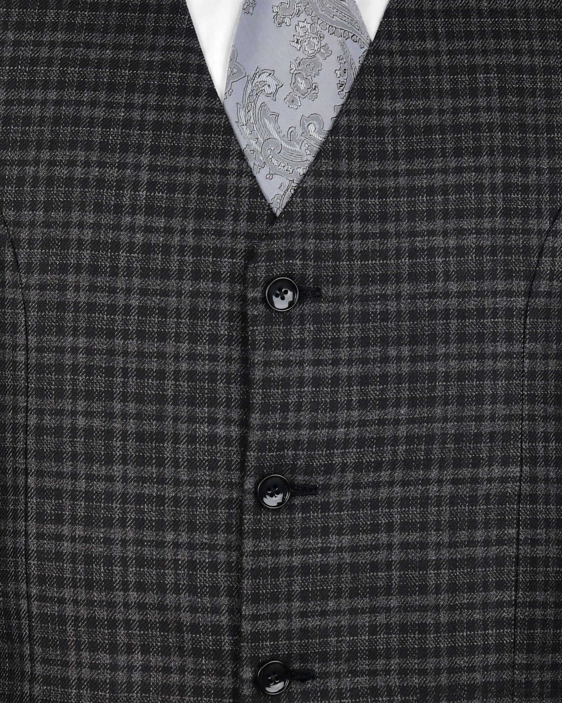 Jade Black with Charcoal checked Bandhgala/Mandarin Suit