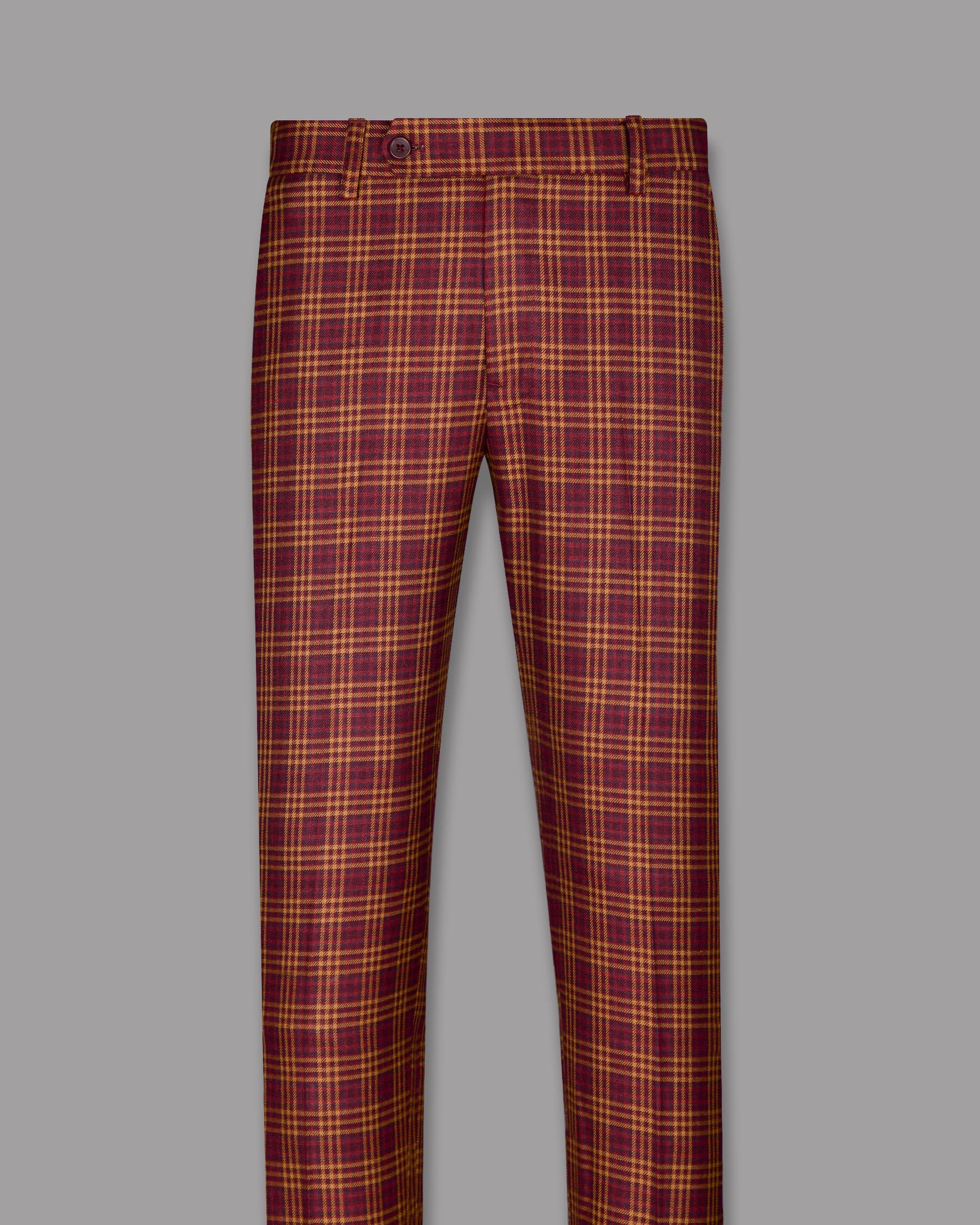 Burgundy Plaid Double Breasted Sports Suit