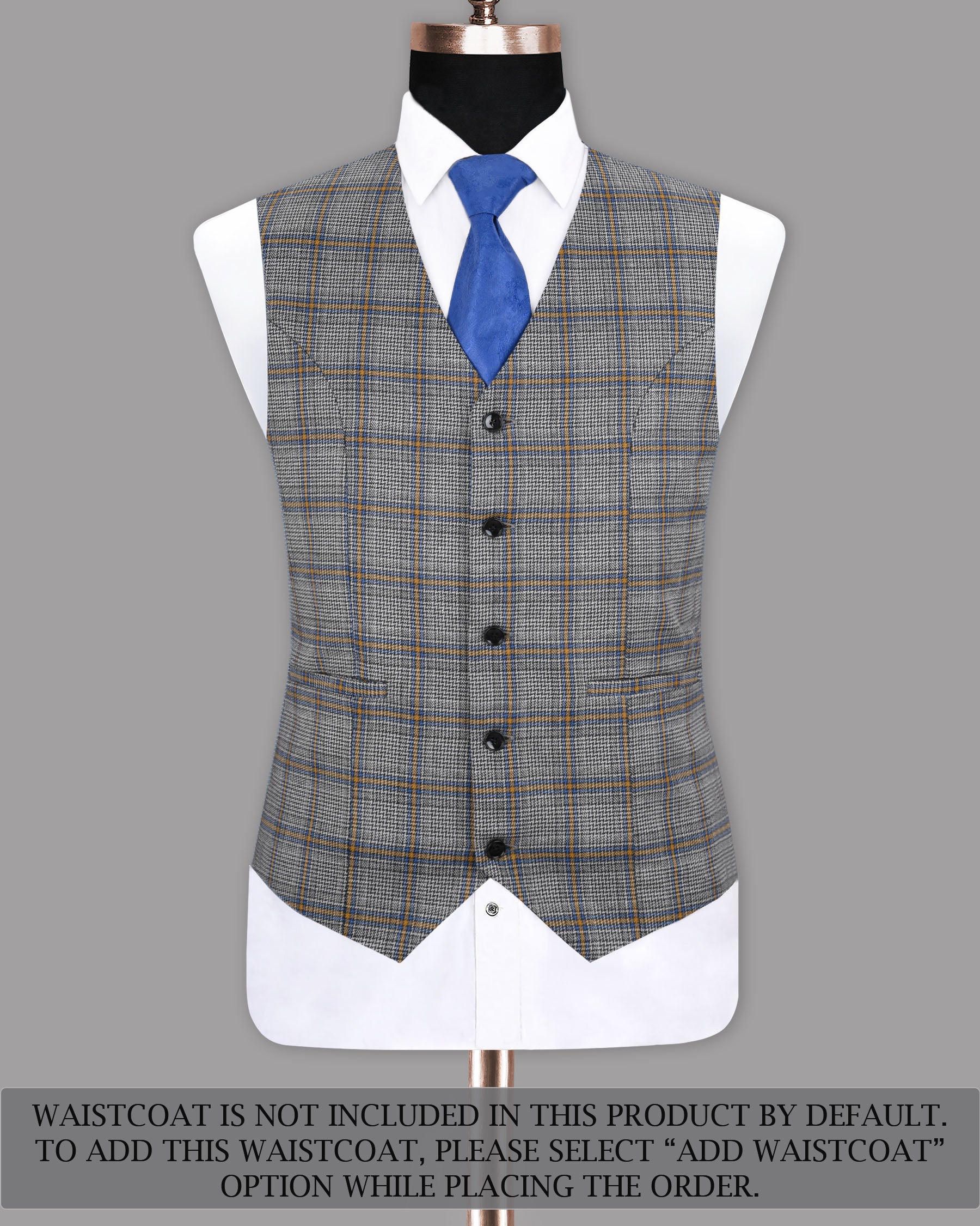 Chantelle Grey Multi-Color Windowpane Wool Rich Sports Suit