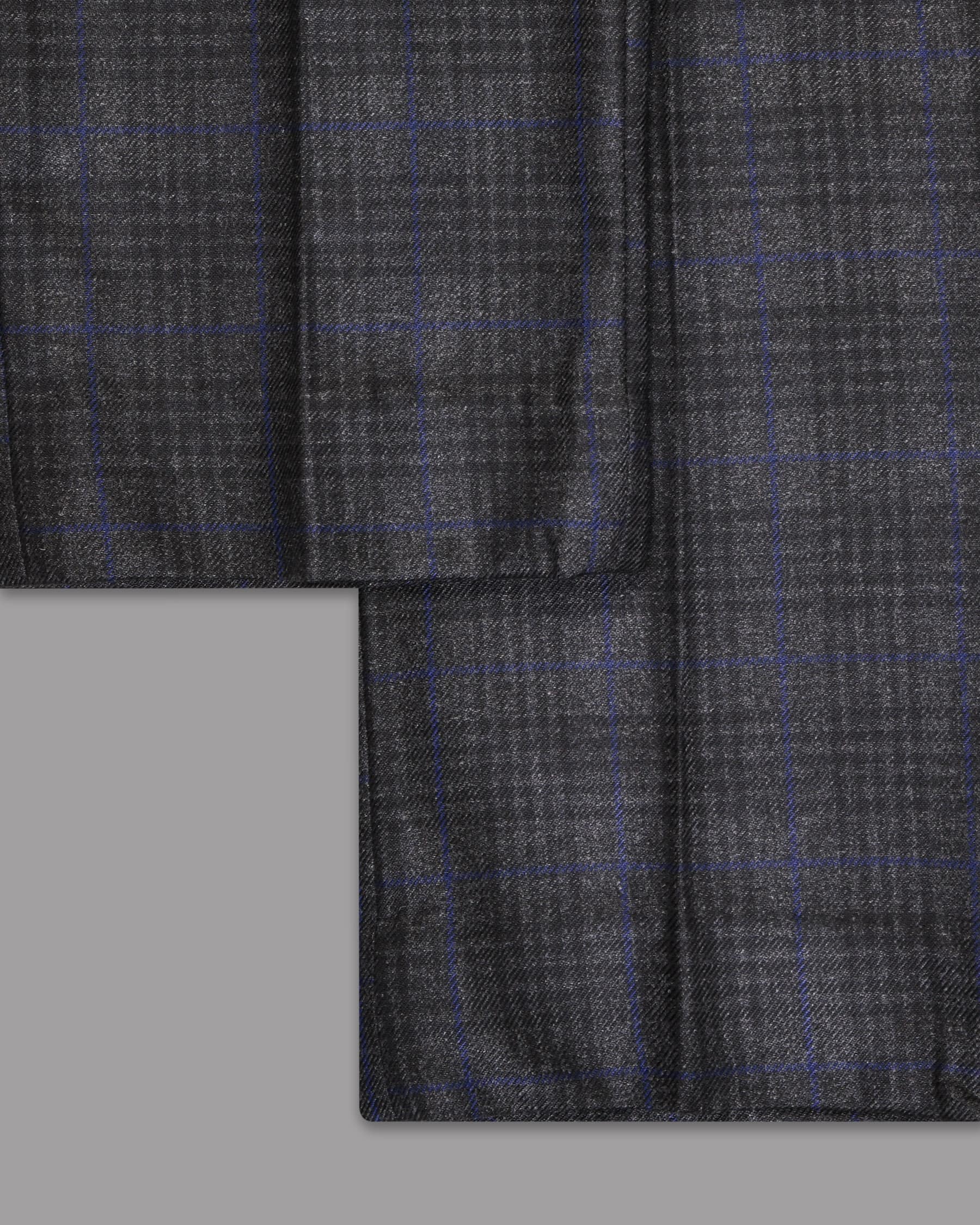 Shark Grey Plaid with Bunting Blue Windowpane Wool Rich Suit