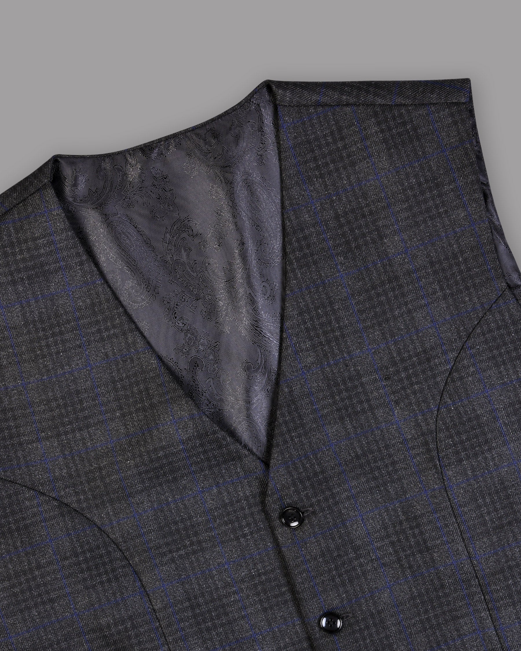 Shark Grey Plaid with Bunting Blue Windowpane Wool Rich Suit