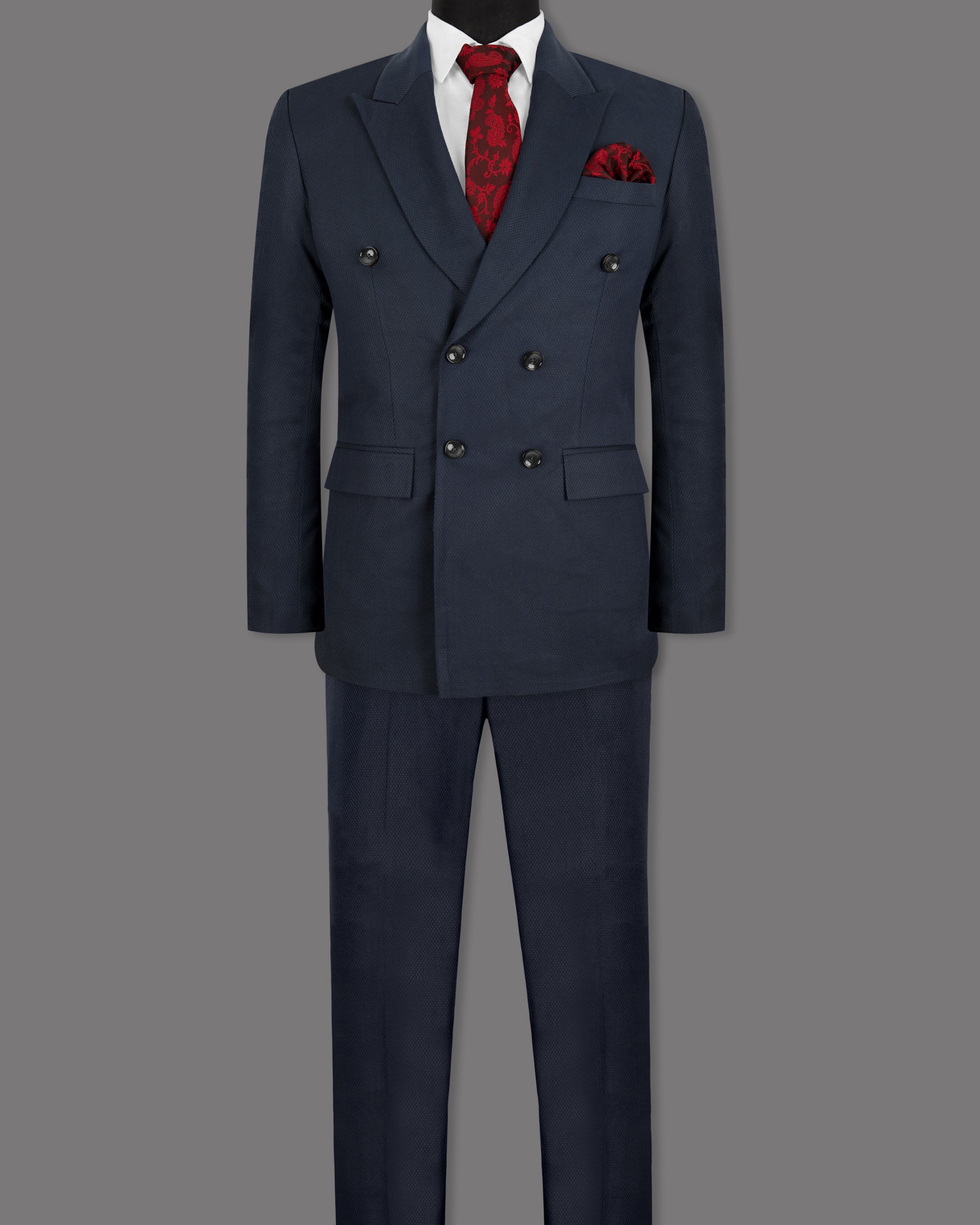 Royal Blue Wool-rich Double-breasted Sports Suit