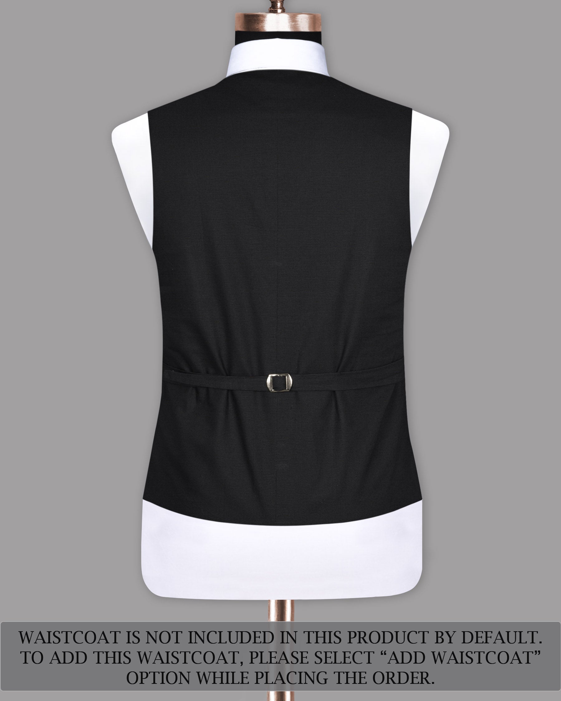 Jet Black Solid Luxurious Linen Double-breasted Sports Suit