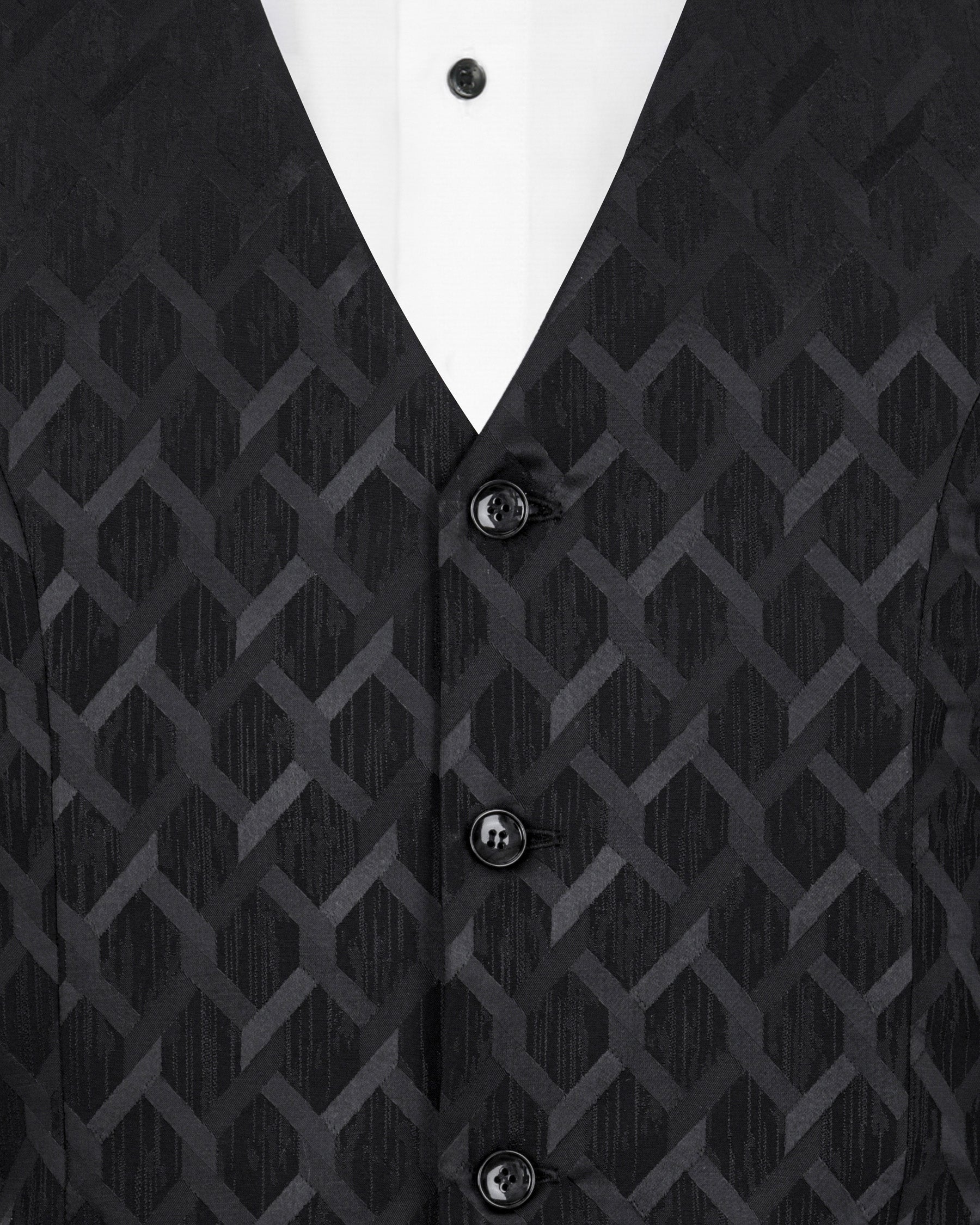 Bunker Black Jacquard Patterned Designer Tuxedo Suit