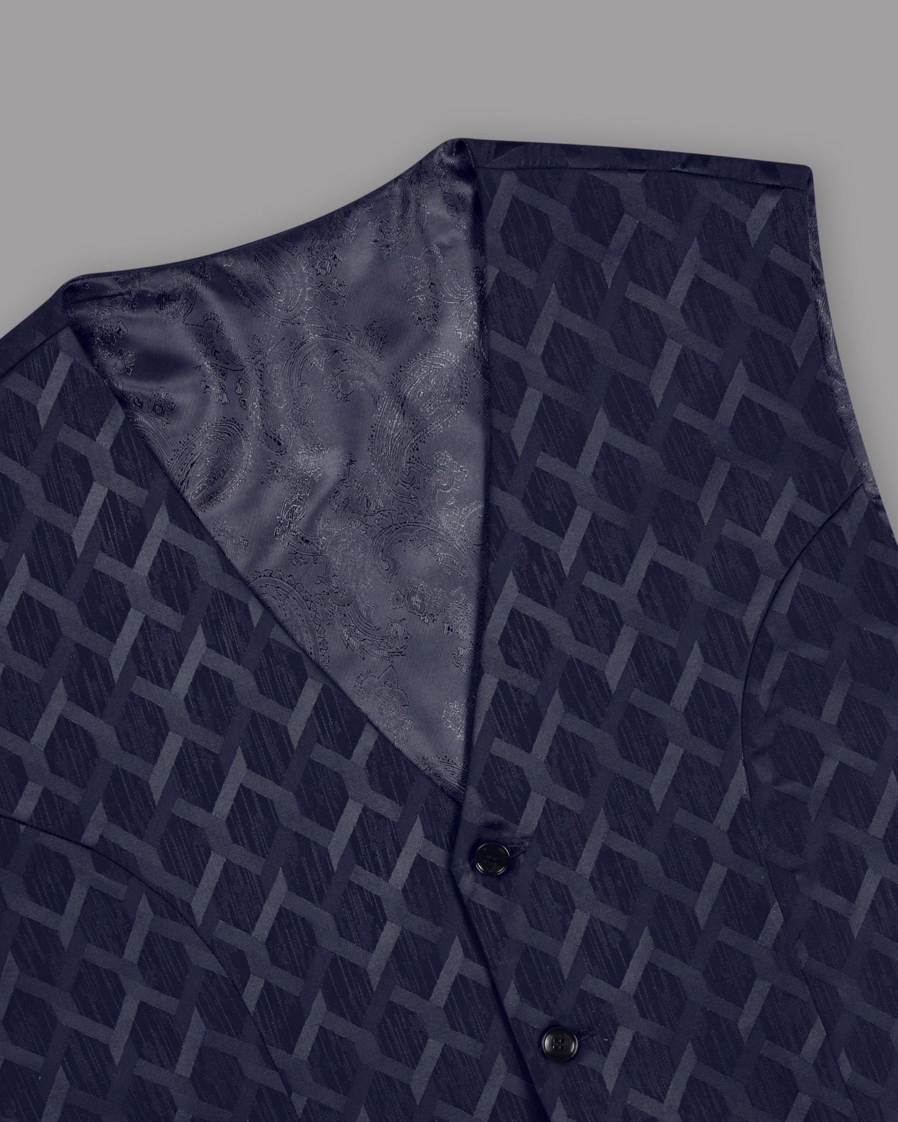 Midnight Express Blue Jacquard Patterned Designer Tuxedo Suit