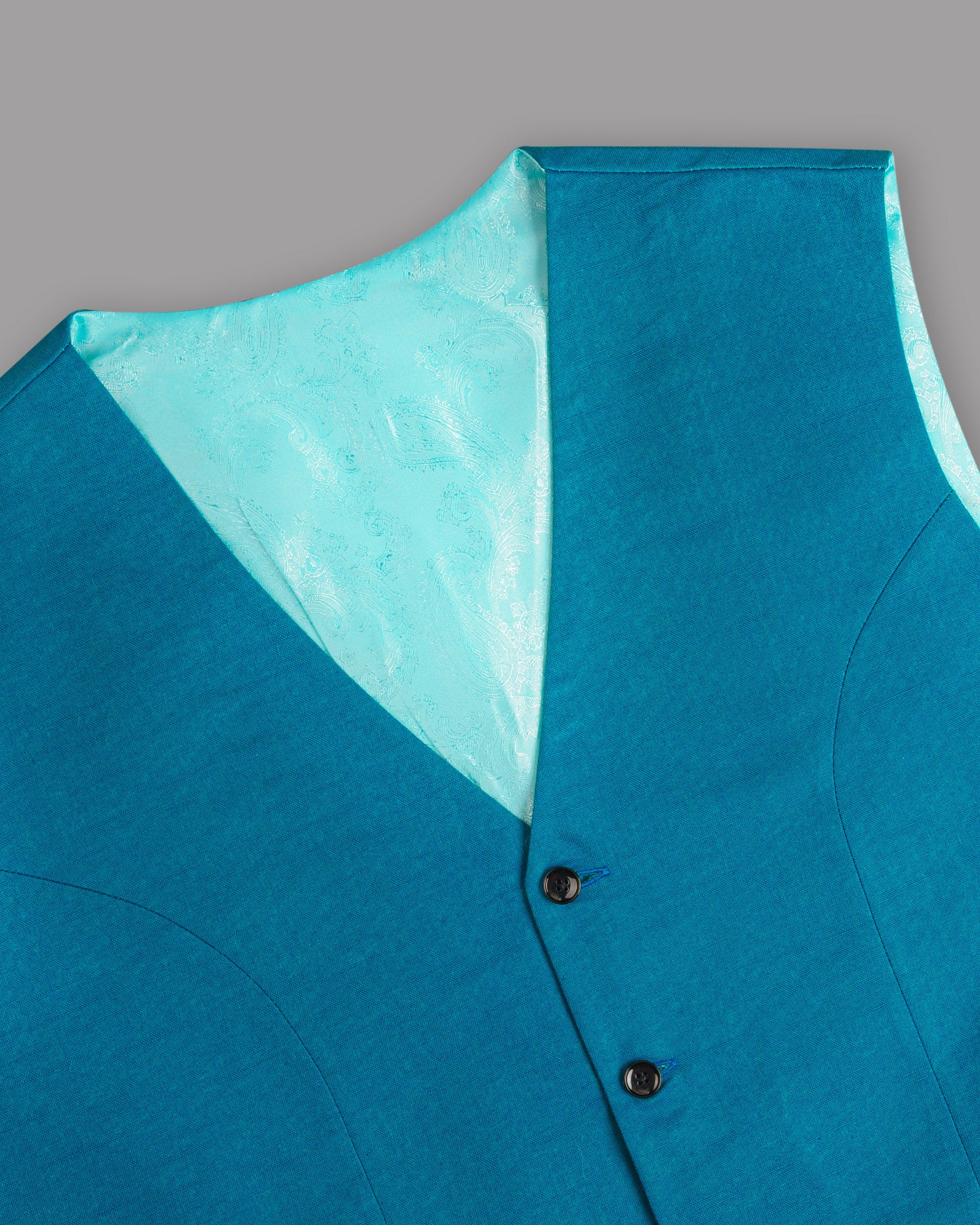 Bahama Blue Luxurious Linen Double-Breasted Sports Suit