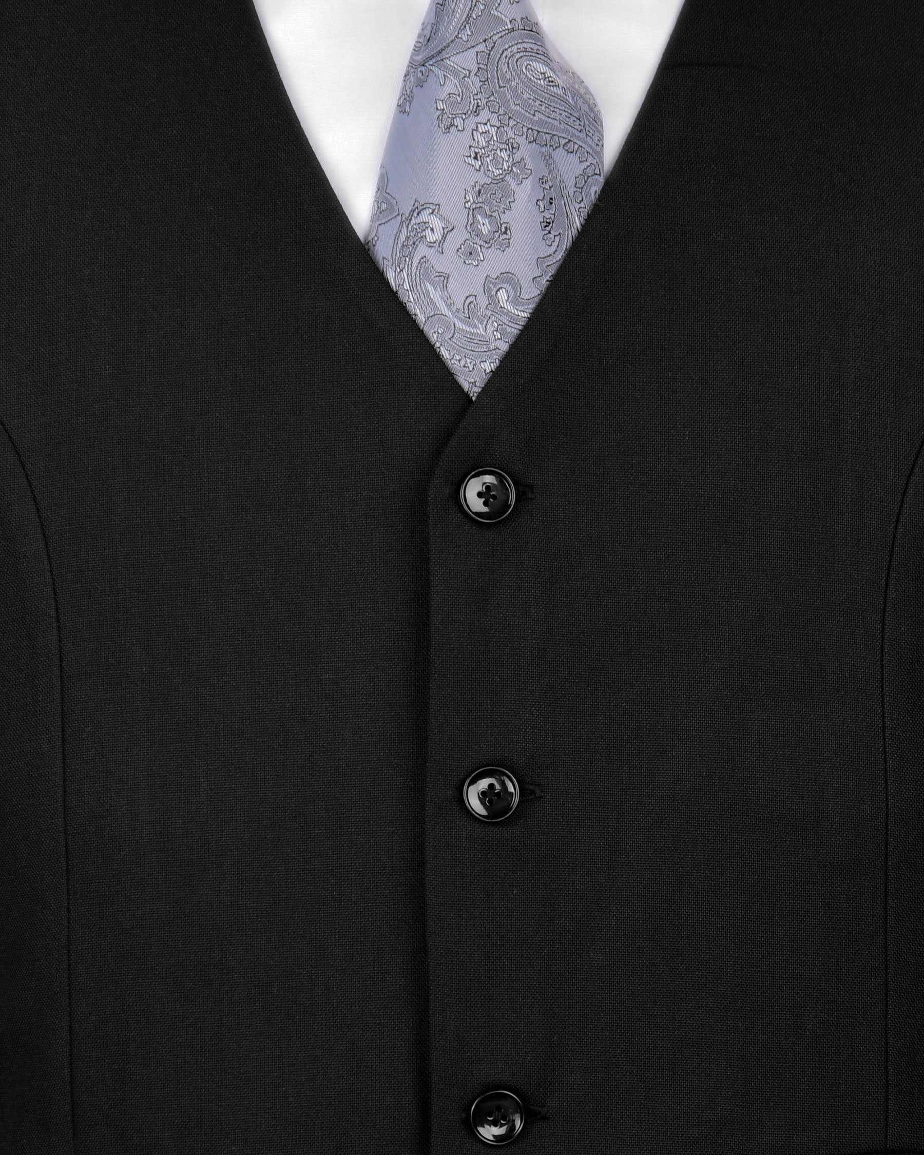 Jade Black Subtle Sheen Wool Rich Double Breasted Suit