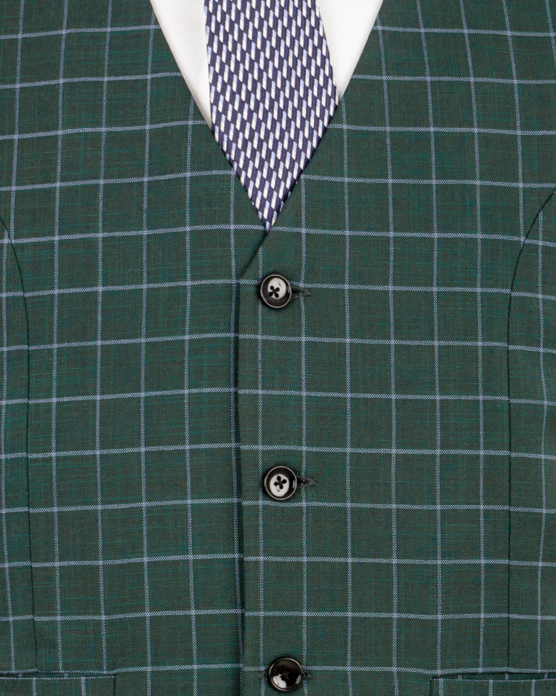 Cable Green Windowpane Wool Rich Suit