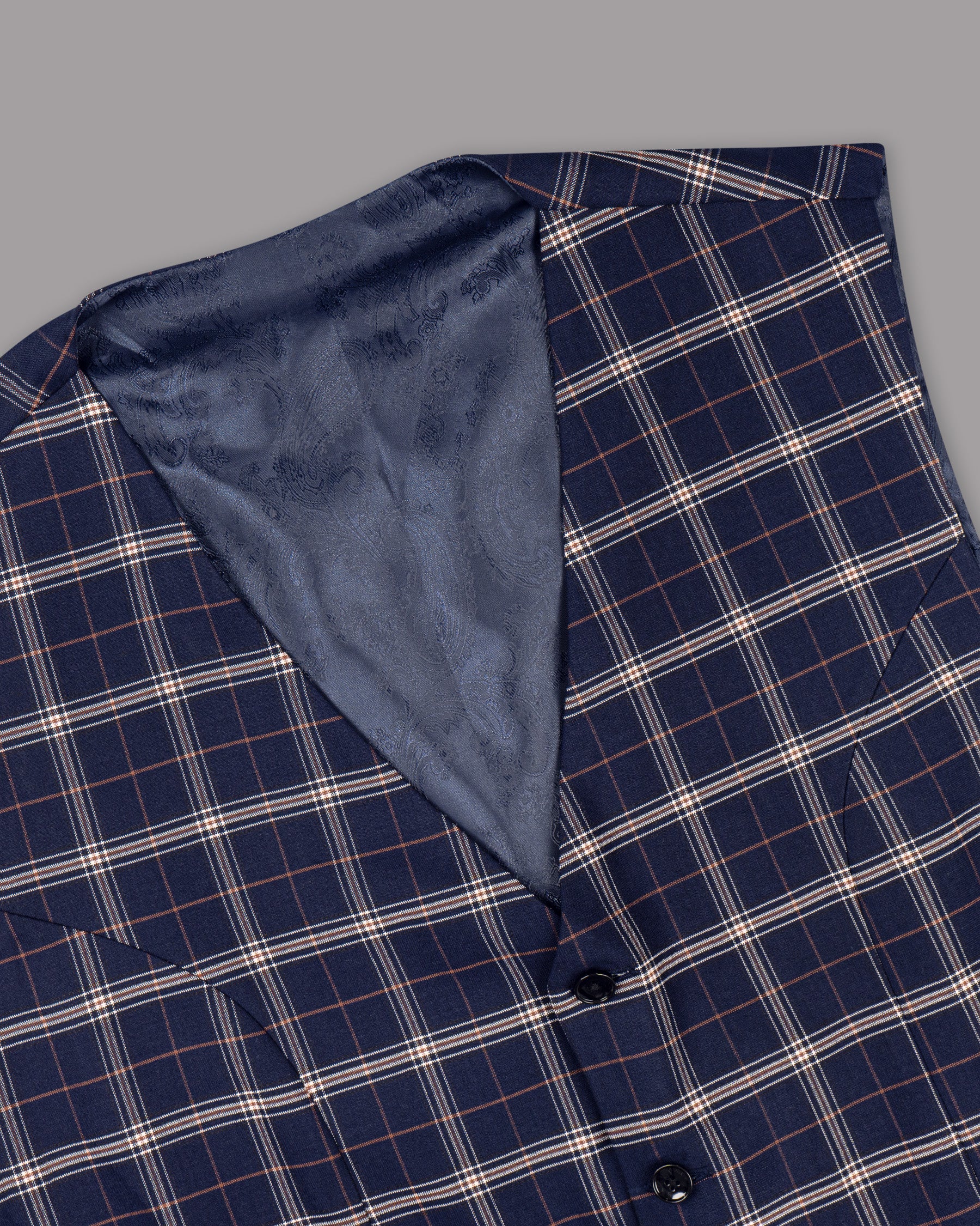 Ebon Clay Blue Plaid Wool Rich Double Breasted Suit