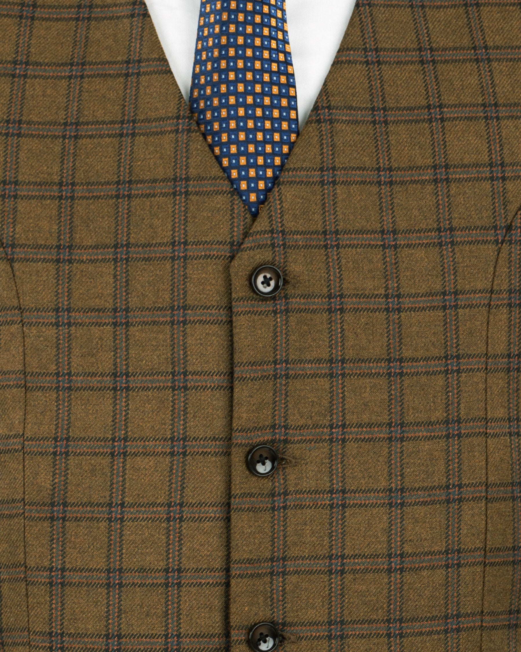 Milbrook Brown Plaid Wool Rich Double Breasted Suit