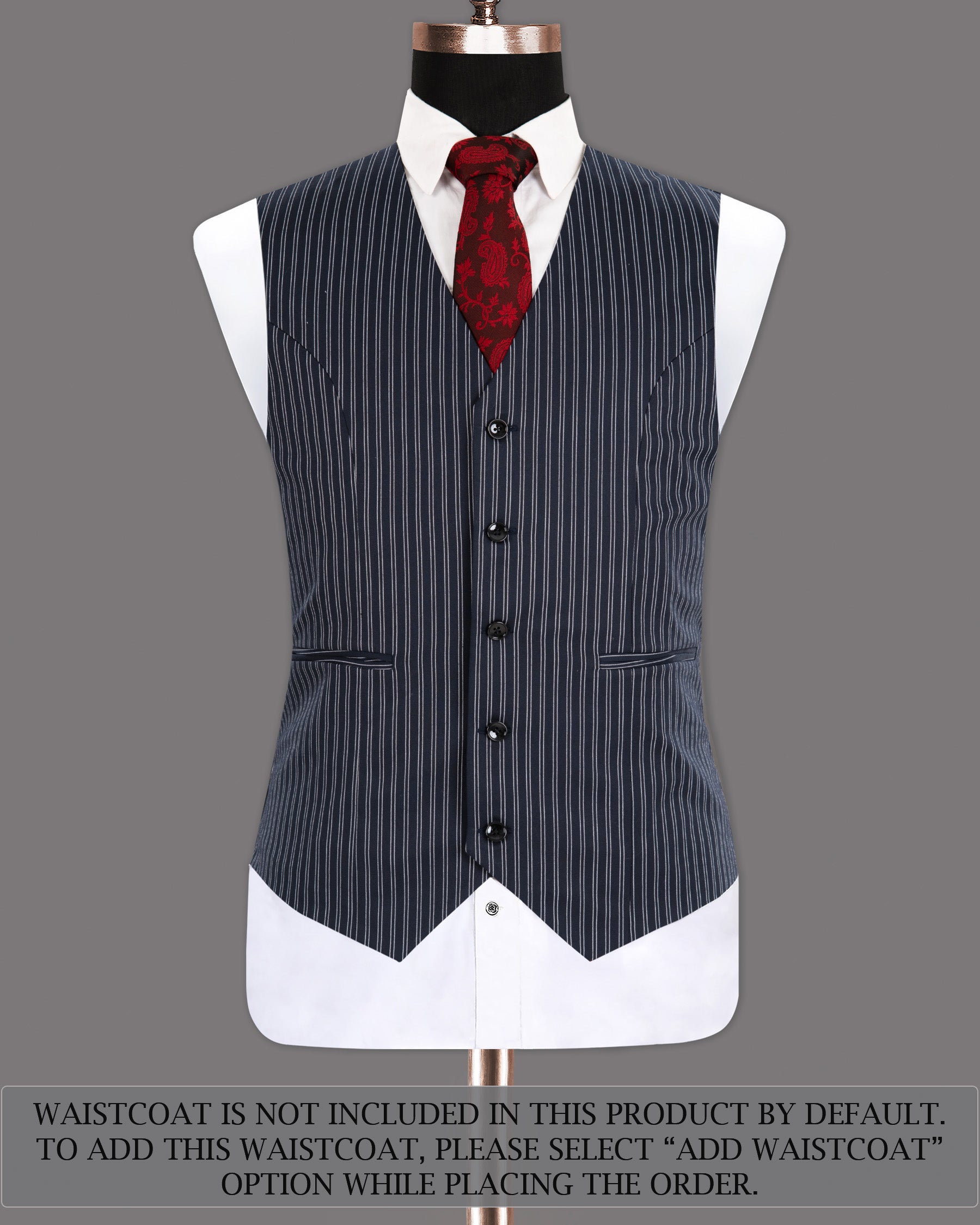 Navy Double Striped Wool Rich Suit