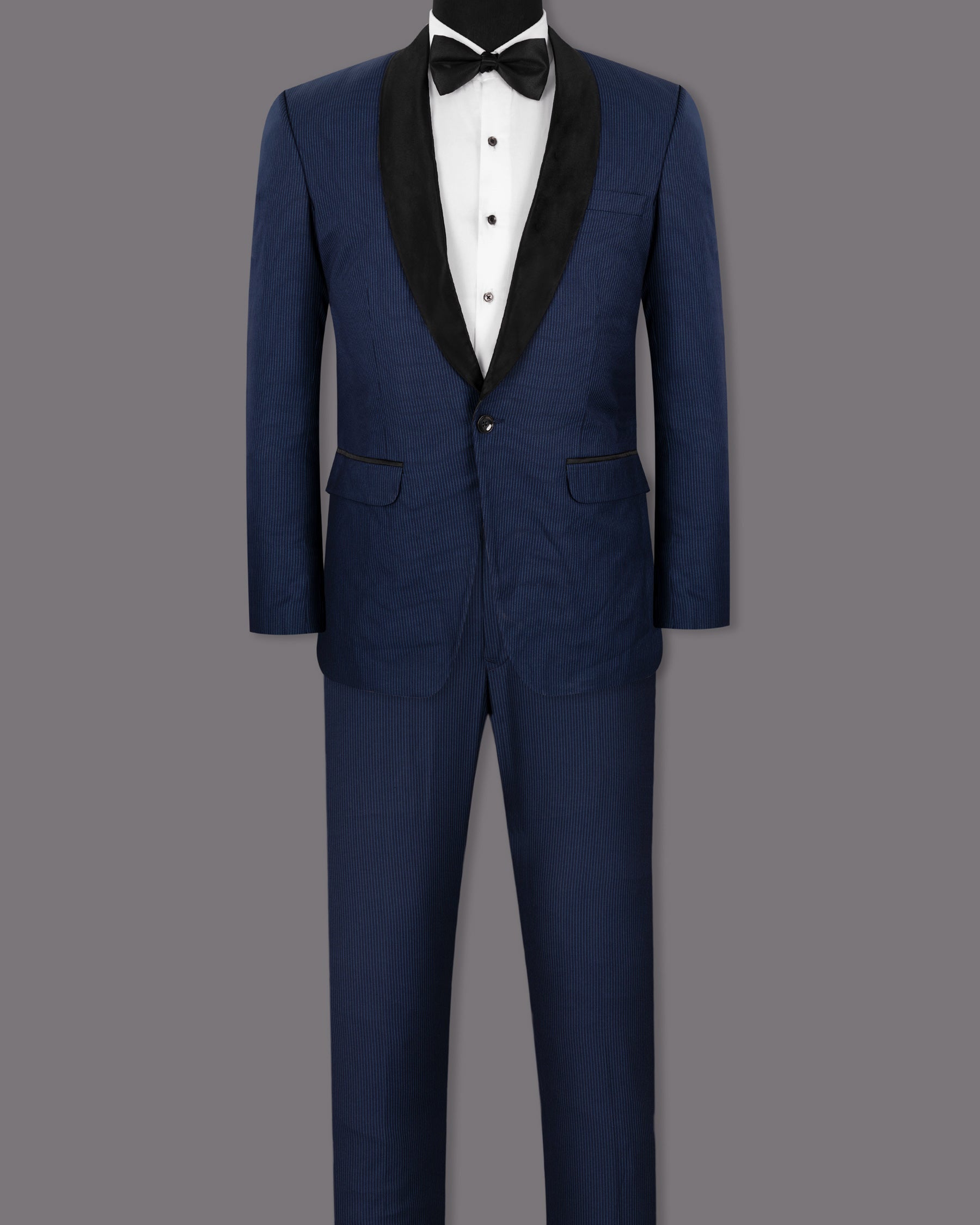 Midnight and Chambray STue Striped Woolrich Tuxedo Suit ST1272-BKL-36, ST1272-BKL-38, ST1272-BKL-40, ST1272-BKL-42, ST1272-BKL-44, ST1272-BKL-46, ST1272-BKL-48, ST1272-BKL-50, ST1272-BKL-52, ST1272-BKL-54, ST1272-BKL-56, ST1272-BKL-58, ST1272-BKL-60