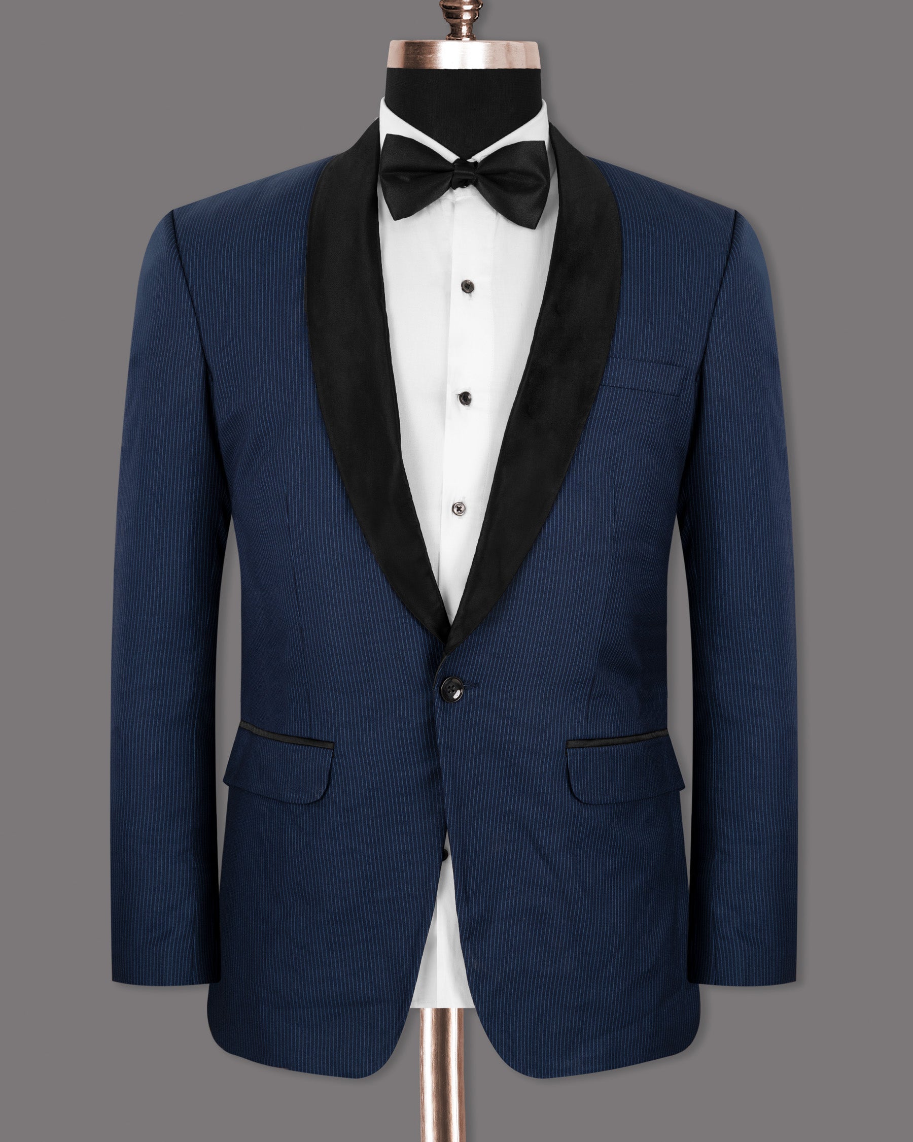 Midnight and Chambray STue Striped Woolrich Tuxedo Suit ST1272-BKL-36, ST1272-BKL-38, ST1272-BKL-40, ST1272-BKL-42, ST1272-BKL-44, ST1272-BKL-46, ST1272-BKL-48, ST1272-BKL-50, ST1272-BKL-52, ST1272-BKL-54, ST1272-BKL-56, ST1272-BKL-58, ST1272-BKL-60