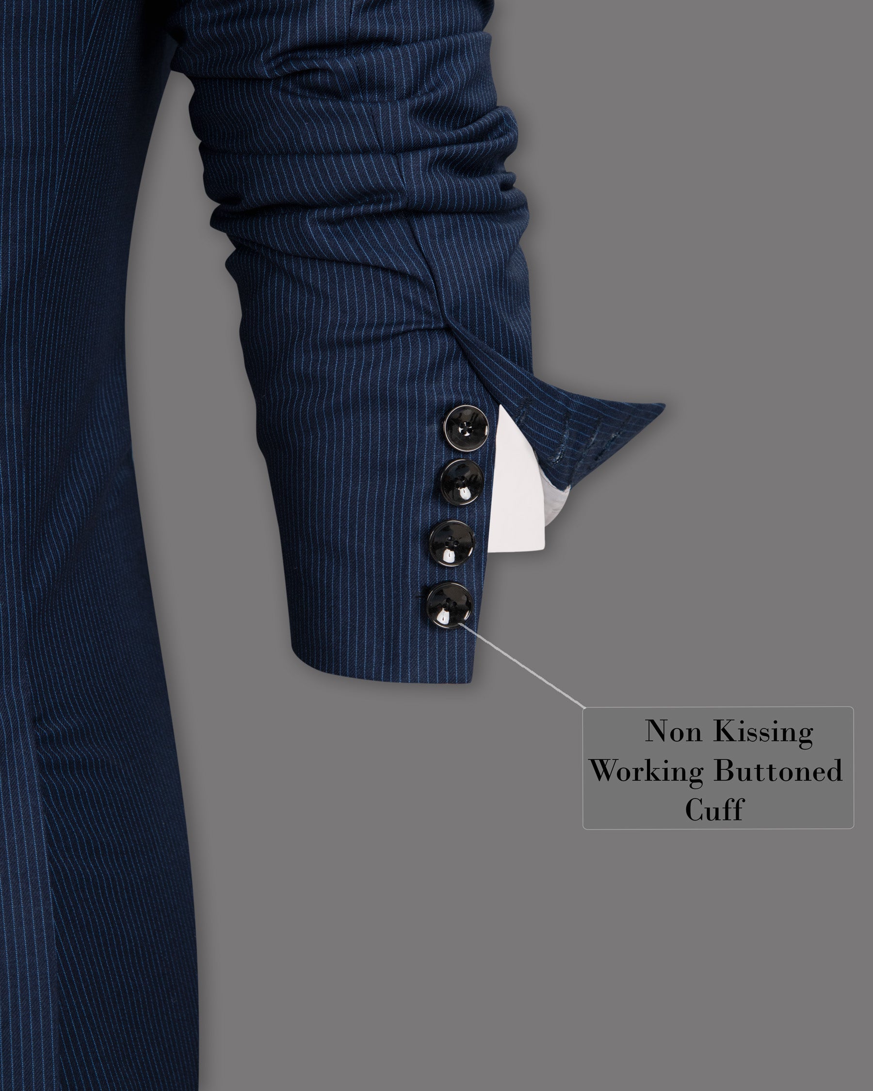 Midnight and Chambray STue Striped Woolrich Tuxedo Suit ST1272-BKL-36, ST1272-BKL-38, ST1272-BKL-40, ST1272-BKL-42, ST1272-BKL-44, ST1272-BKL-46, ST1272-BKL-48, ST1272-BKL-50, ST1272-BKL-52, ST1272-BKL-54, ST1272-BKL-56, ST1272-BKL-58, ST1272-BKL-60