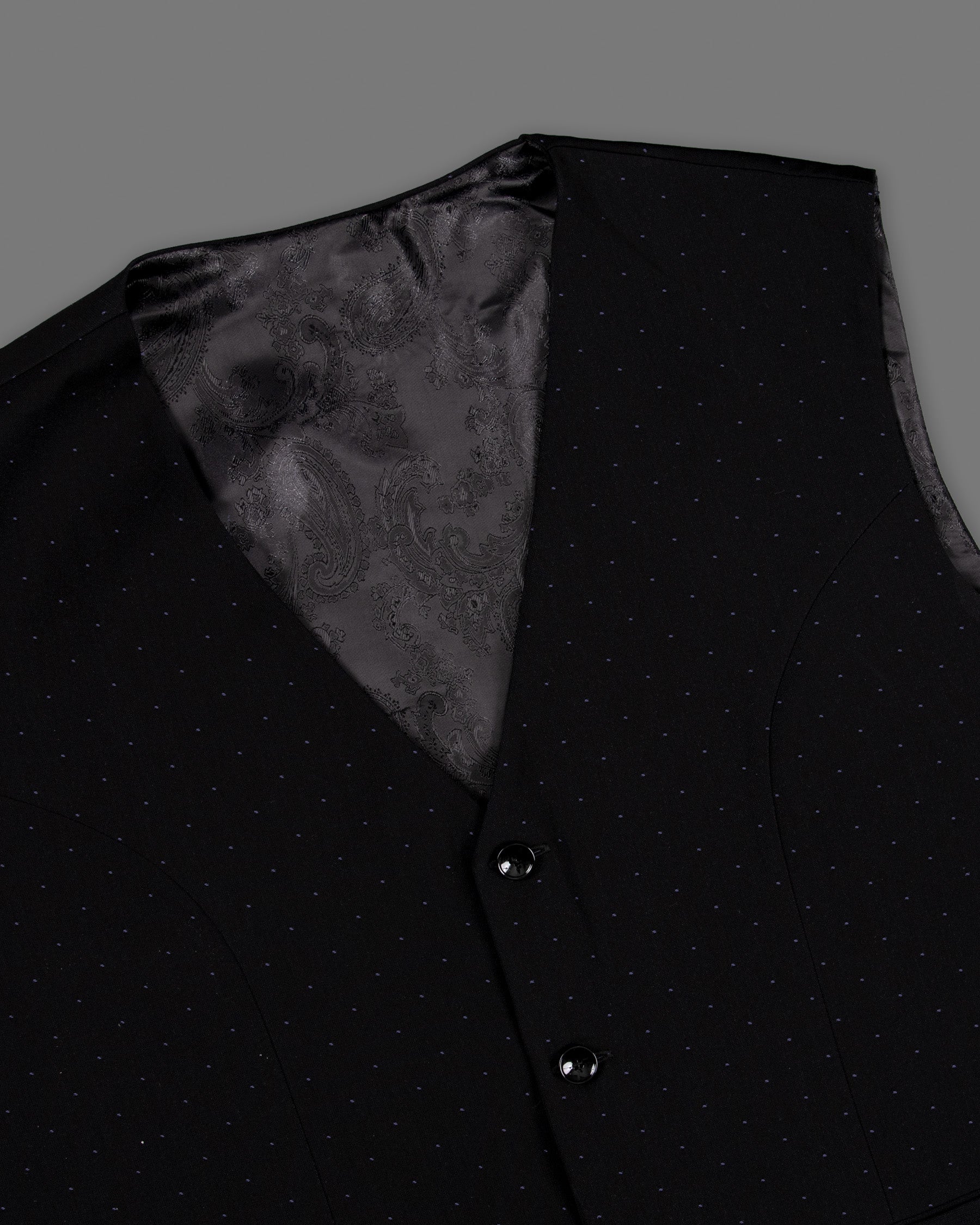 Jade Black Dotted Woolrich Tuxedo Suit