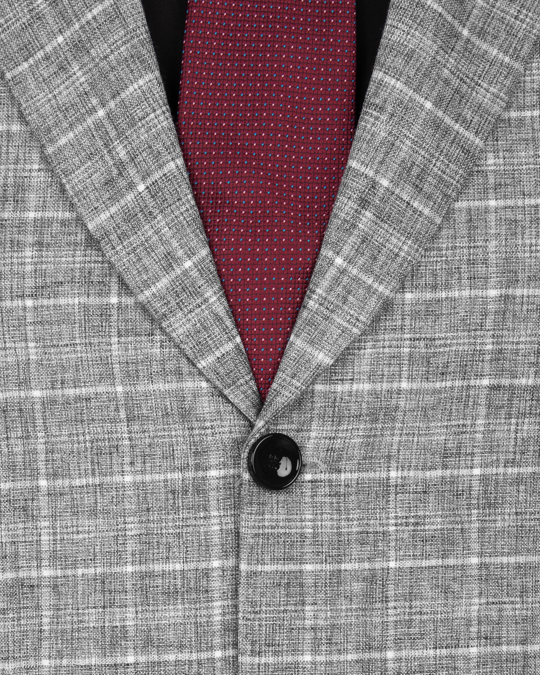 Silver Plaid Wool Rich Suit